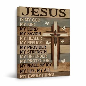 Jesus Christian Faith Scripture Wood Plank Framed Canvas Wall Art
