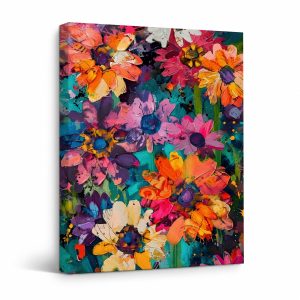 Vibrant Abstract Floral Framed Canvas Wall Art