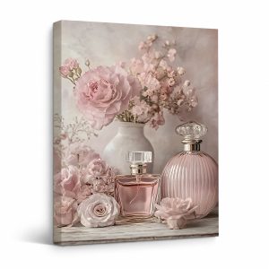 Pink Floral Luxury Framed Canvas Wall Art | Elegant Home Decor