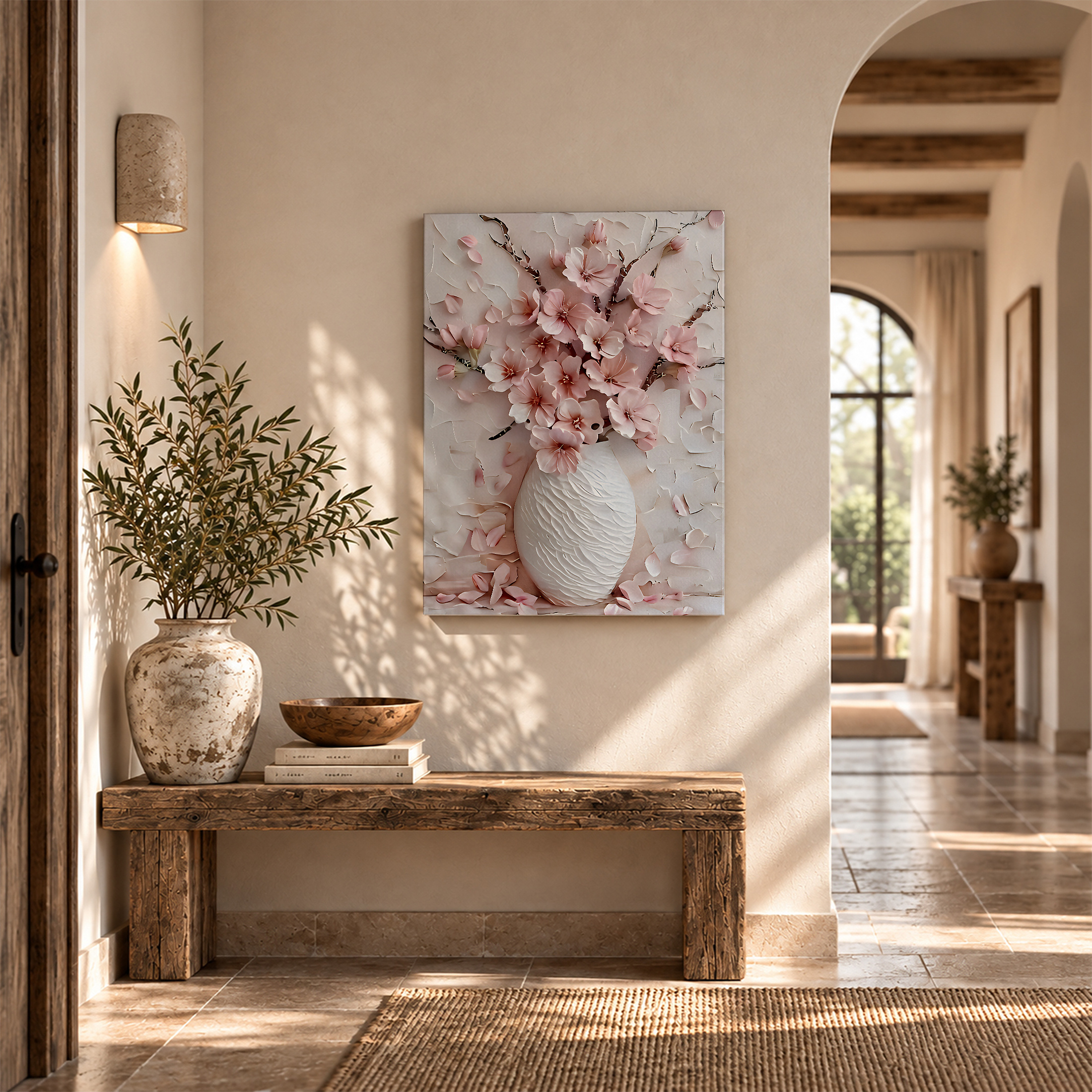 Pink Cherry Blossom Framed Canvas Wall Art - Ready to Hang - Image 6