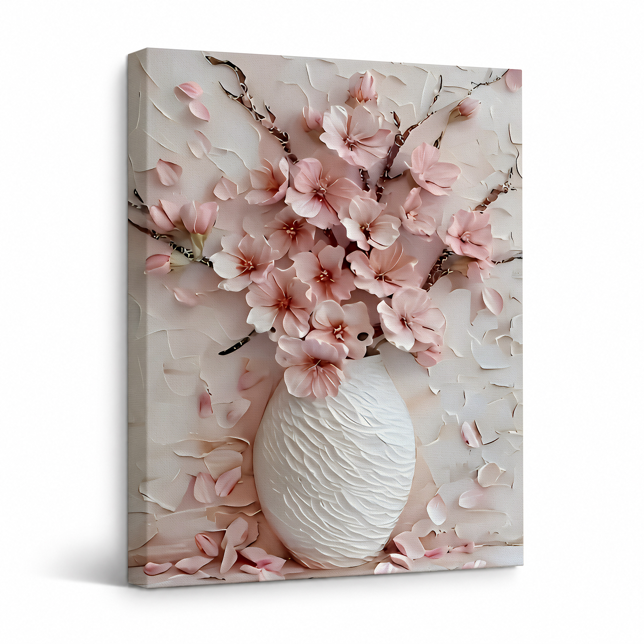 Pink Cherry Blossom Framed Canvas Wall Art - Ready to Hang