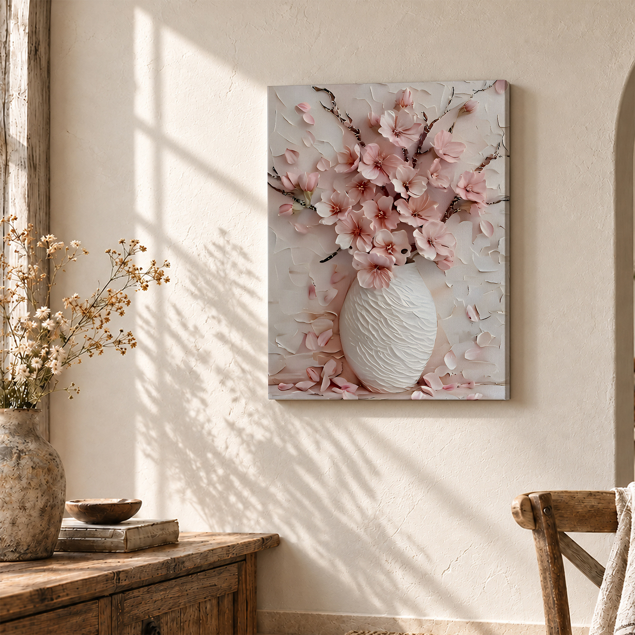 Pink Cherry Blossom Framed Canvas Wall Art - Ready to Hang - Image 3