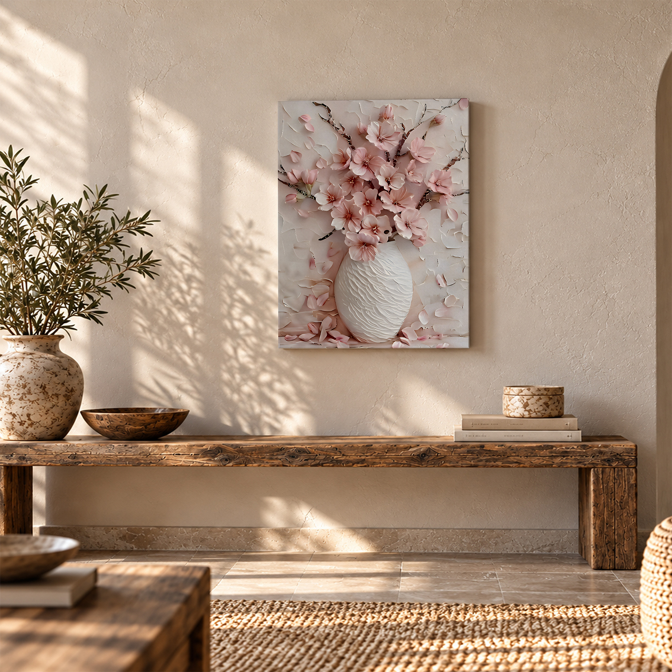 Pink Cherry Blossom Framed Canvas Wall Art - Ready to Hang - Image 5