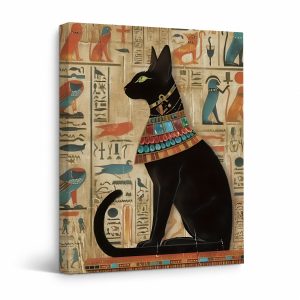 Egyptian Cat Framed Canvas Wall Art - Ready to Hang