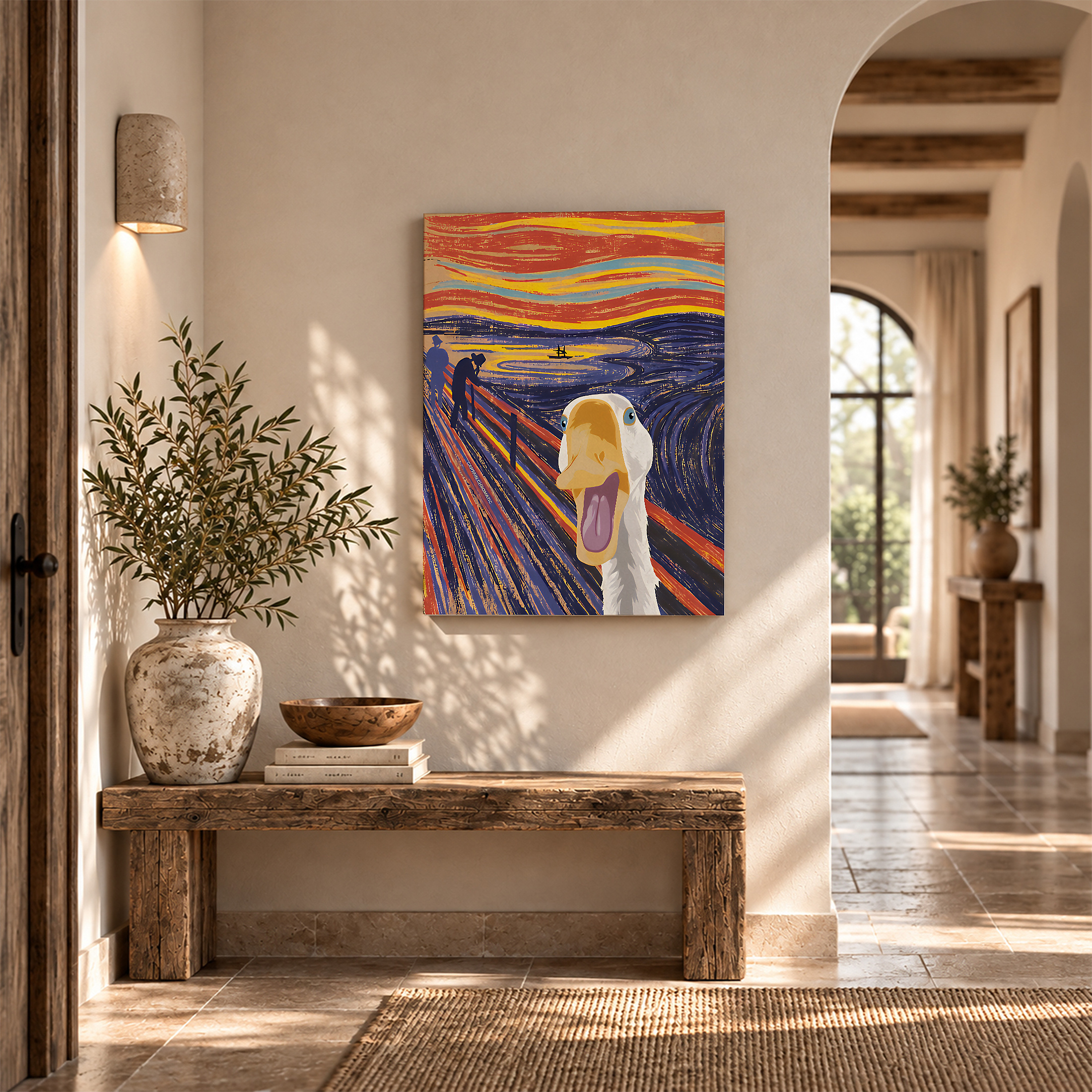 Scream Goose Sunset Framed Canvas Wall Art - Modern Whimsical Art Print - Image 6
