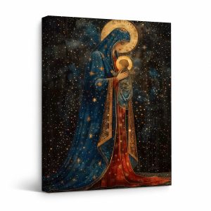 Celestial Madonna Starry Halo Framed Canvas Wall Art - Ready to Hang