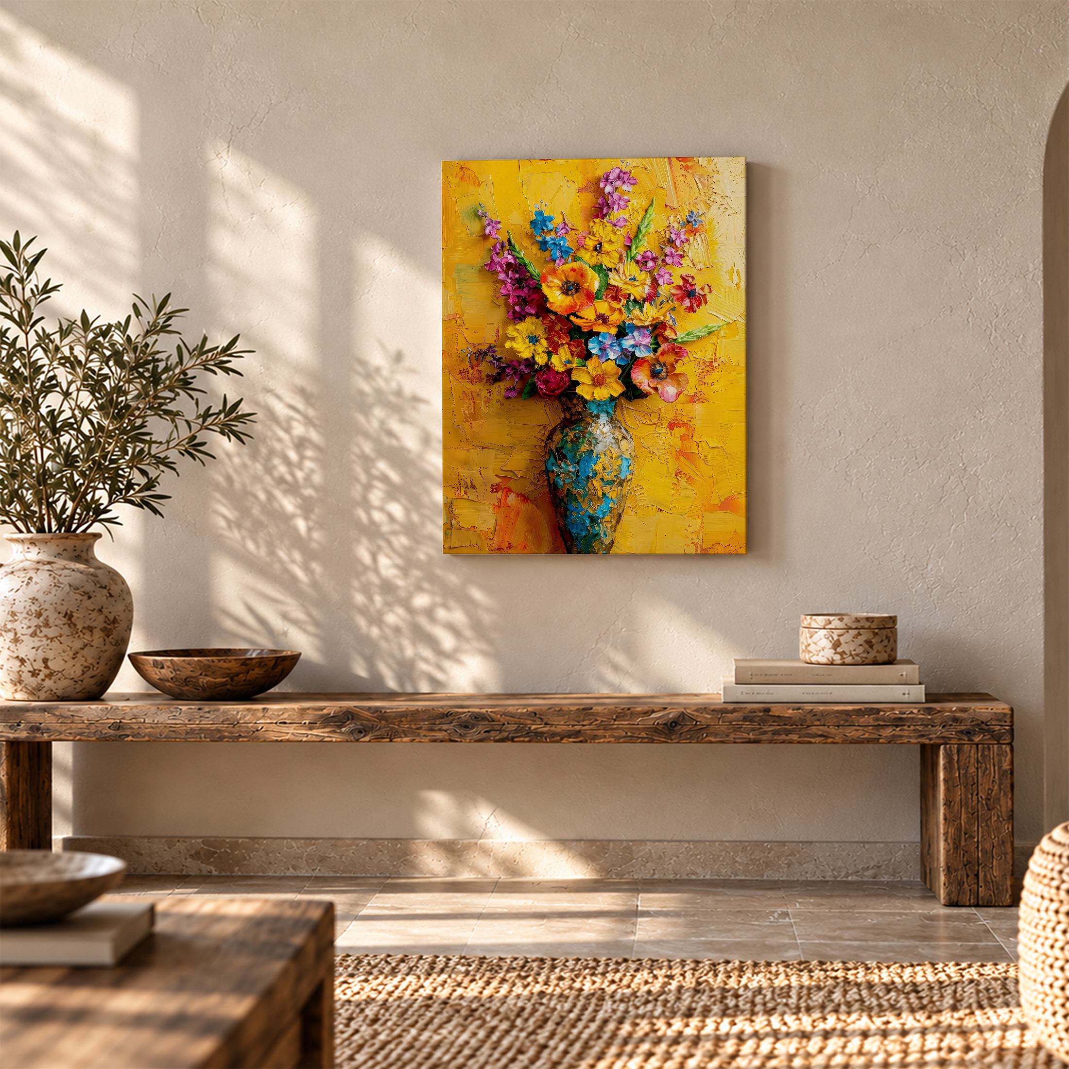 Vibrant Floral Bouquet Framed Canvas Wall Art Ready to Hang - Image 5