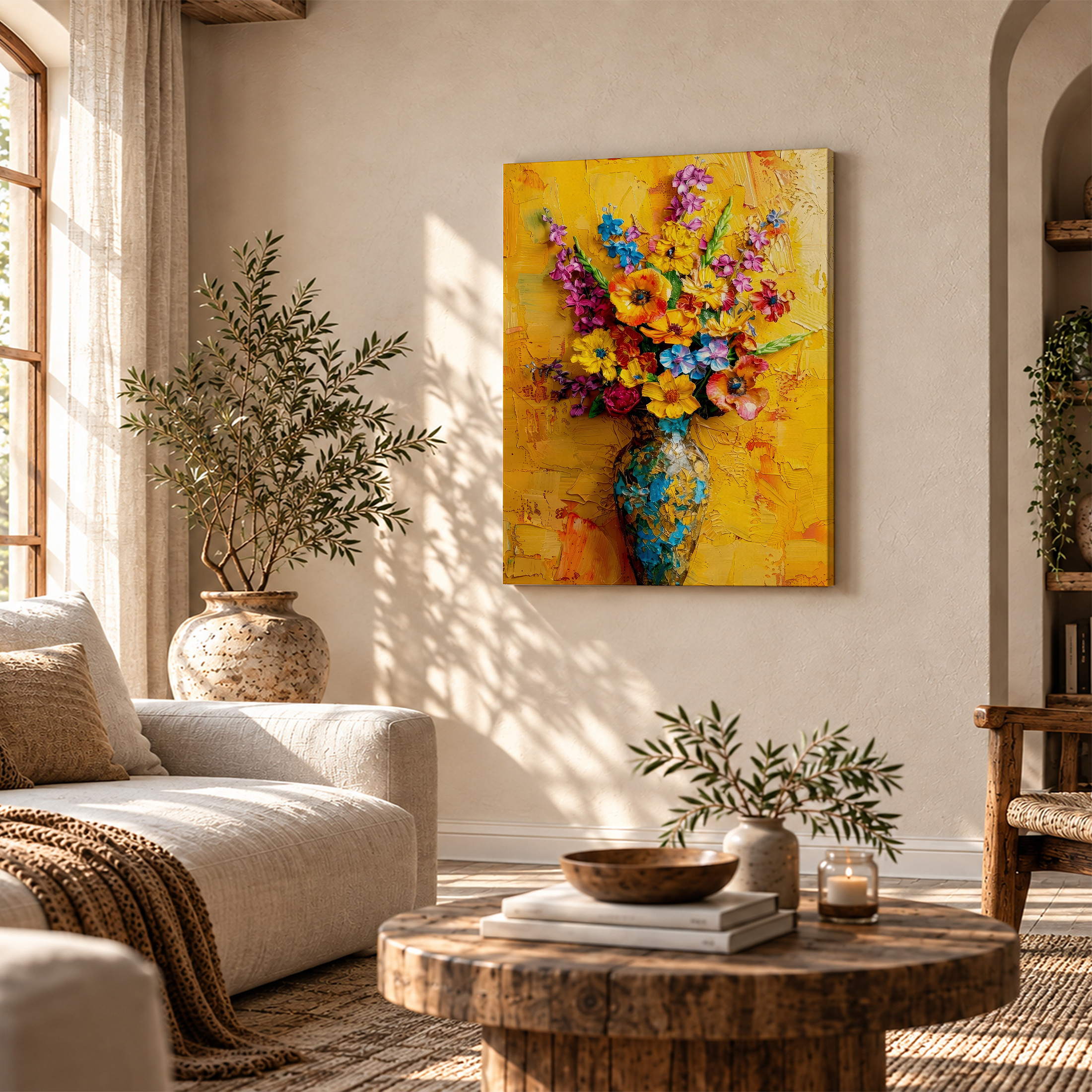 Vibrant Floral Bouquet Framed Canvas Wall Art Ready to Hang - Image 4