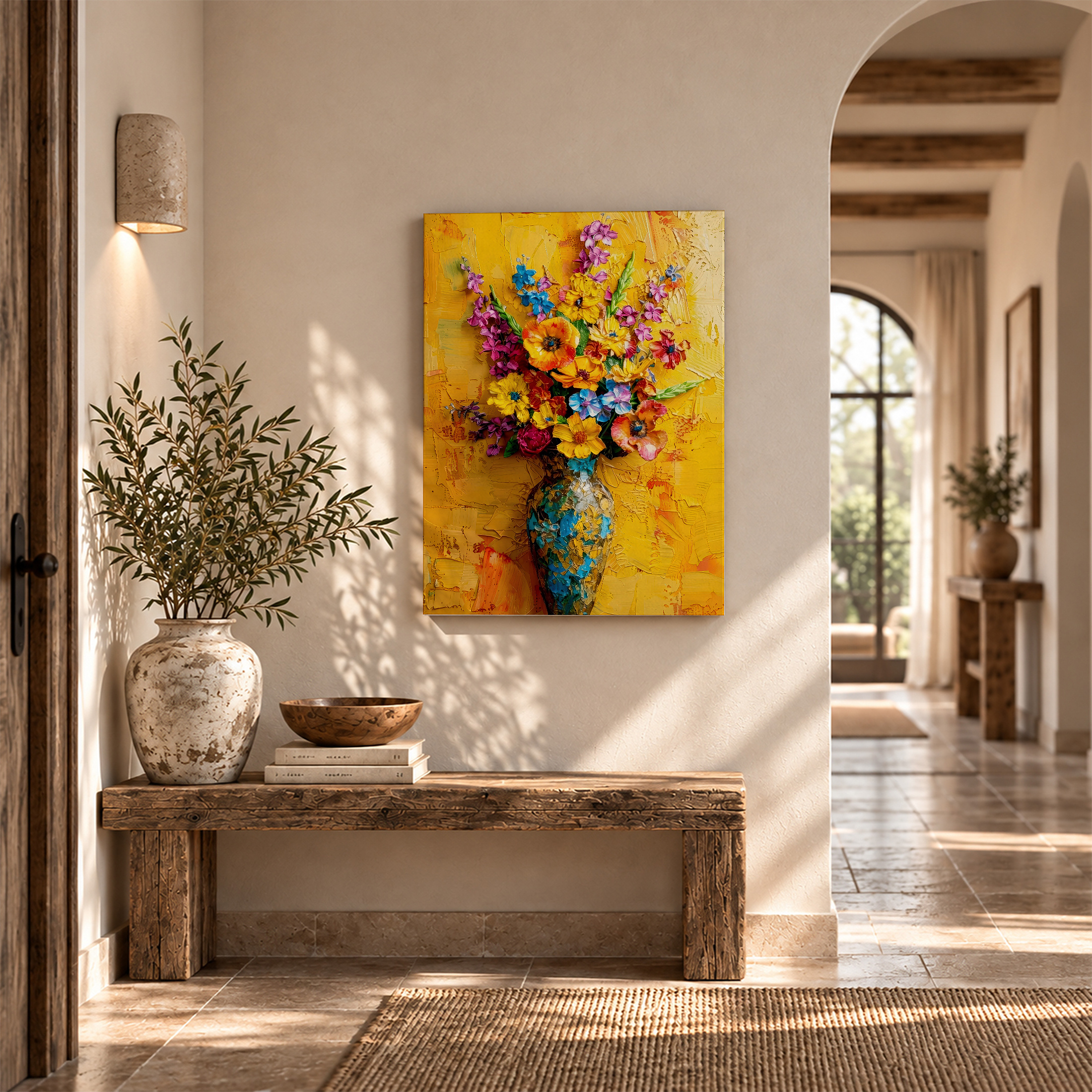 Vibrant Floral Bouquet Framed Canvas Wall Art Ready to Hang - Image 6