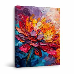 Vibrant Floral Abstract Framed Canvas Wall Art - Ready to Hang
