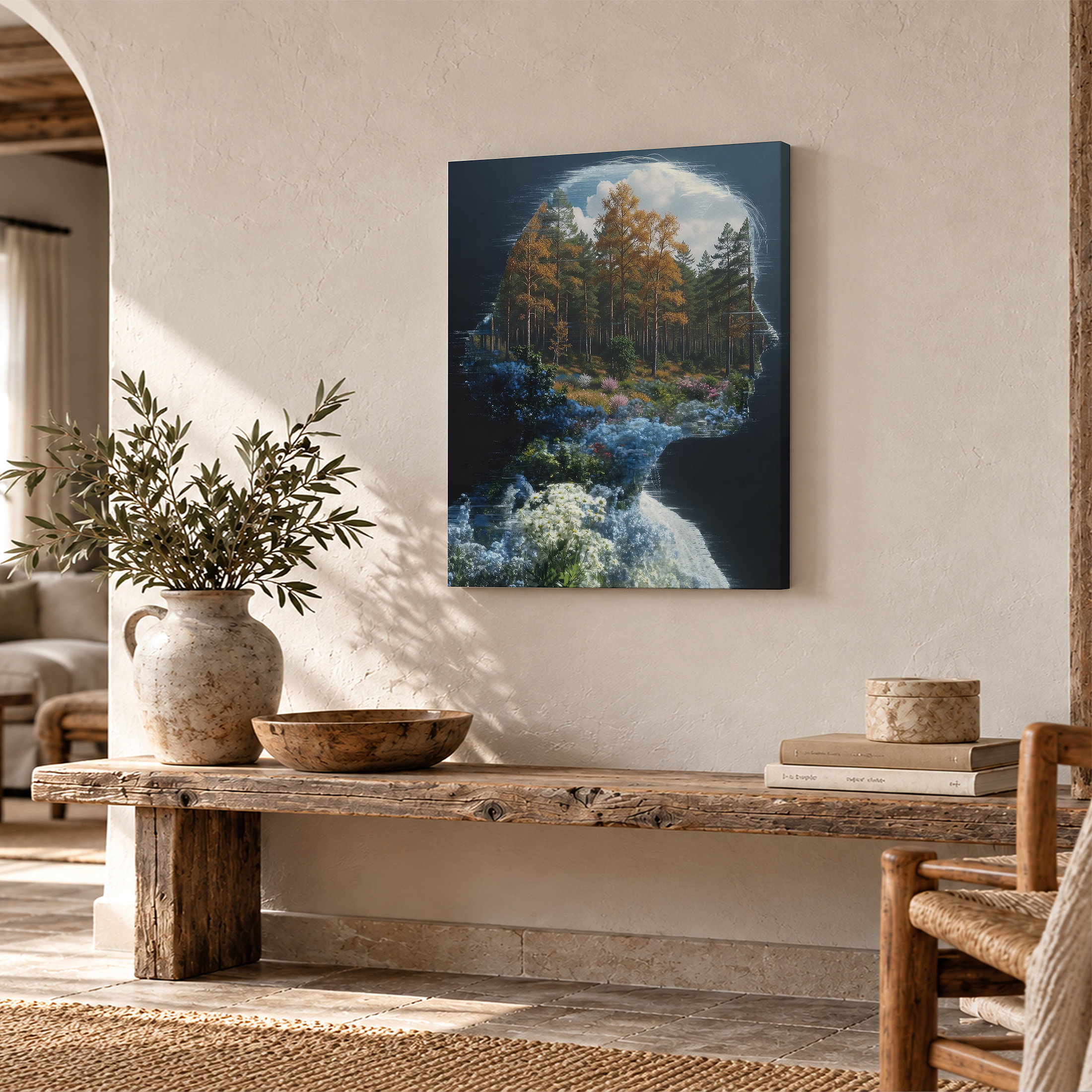 Forest Head Silhouette Framed Canvas Wall Art - Image 2