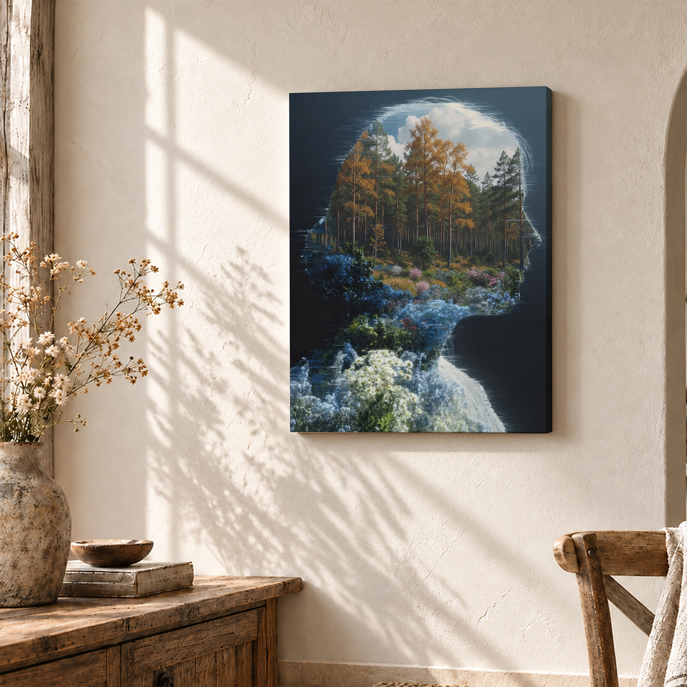Forest Head Silhouette Framed Canvas Wall Art - Image 3