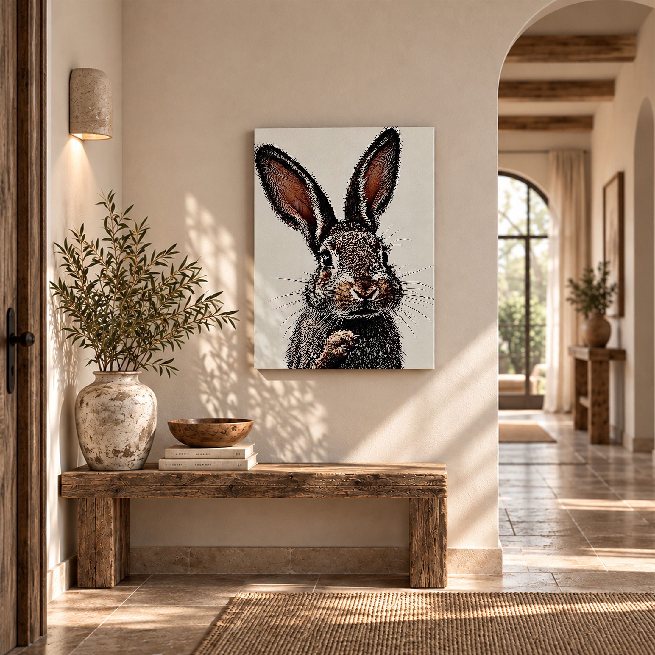 Realistic Rabbit Illustration Framed Canvas Wall Art Ready to Hang - Image 6
