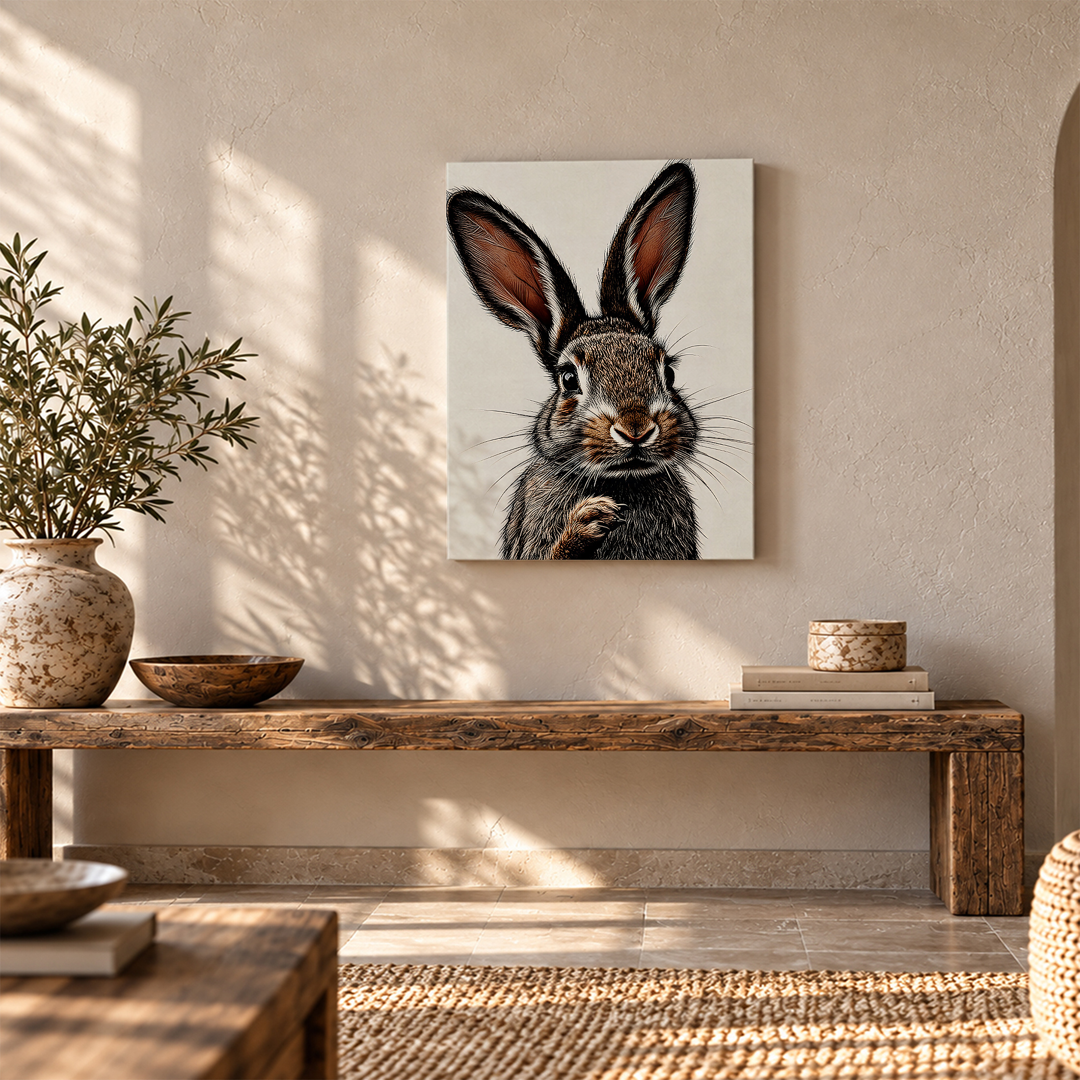 Realistic Rabbit Illustration Framed Canvas Wall Art Ready to Hang - Image 5