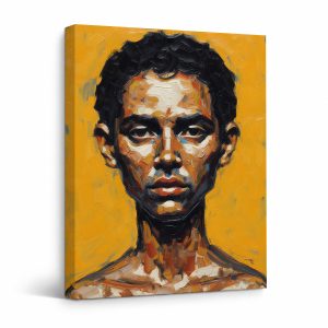 Bold Yellow Portrait Framed Canvas Wall Art Ready to Hang