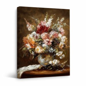 Vibrant Floral Bouquet Framed Canvas Wall Art