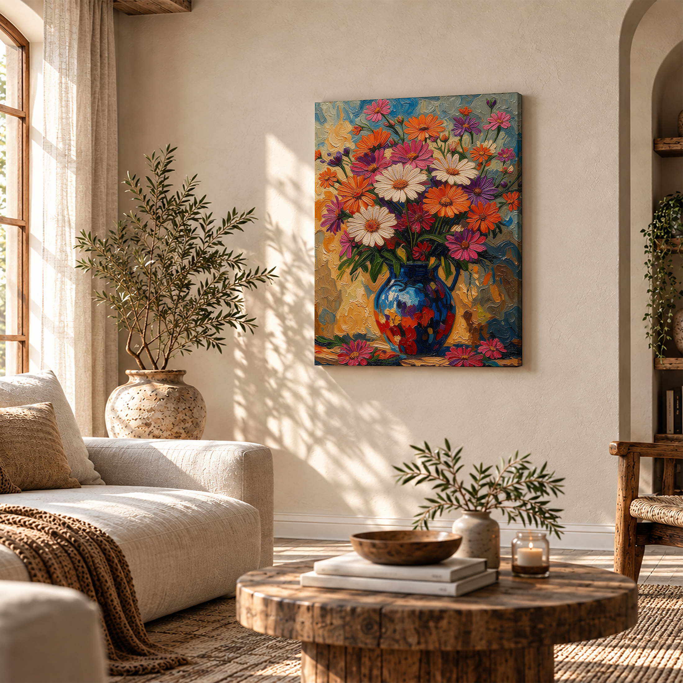 Vibrant Floral Bouquet Framed Canvas Wall Art - Ready to Hang - Image 4
