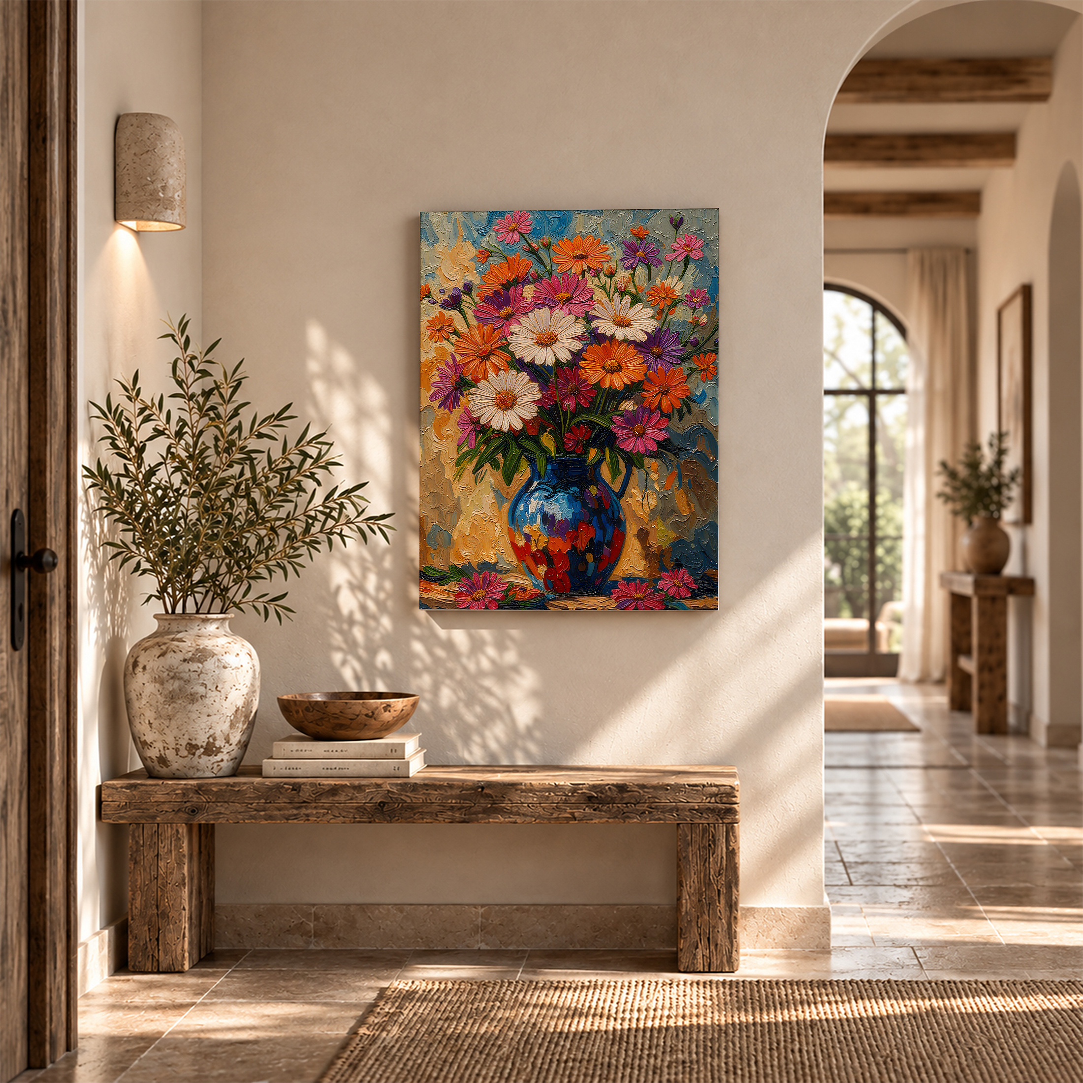 Vibrant Floral Bouquet Framed Canvas Wall Art - Ready to Hang - Image 6