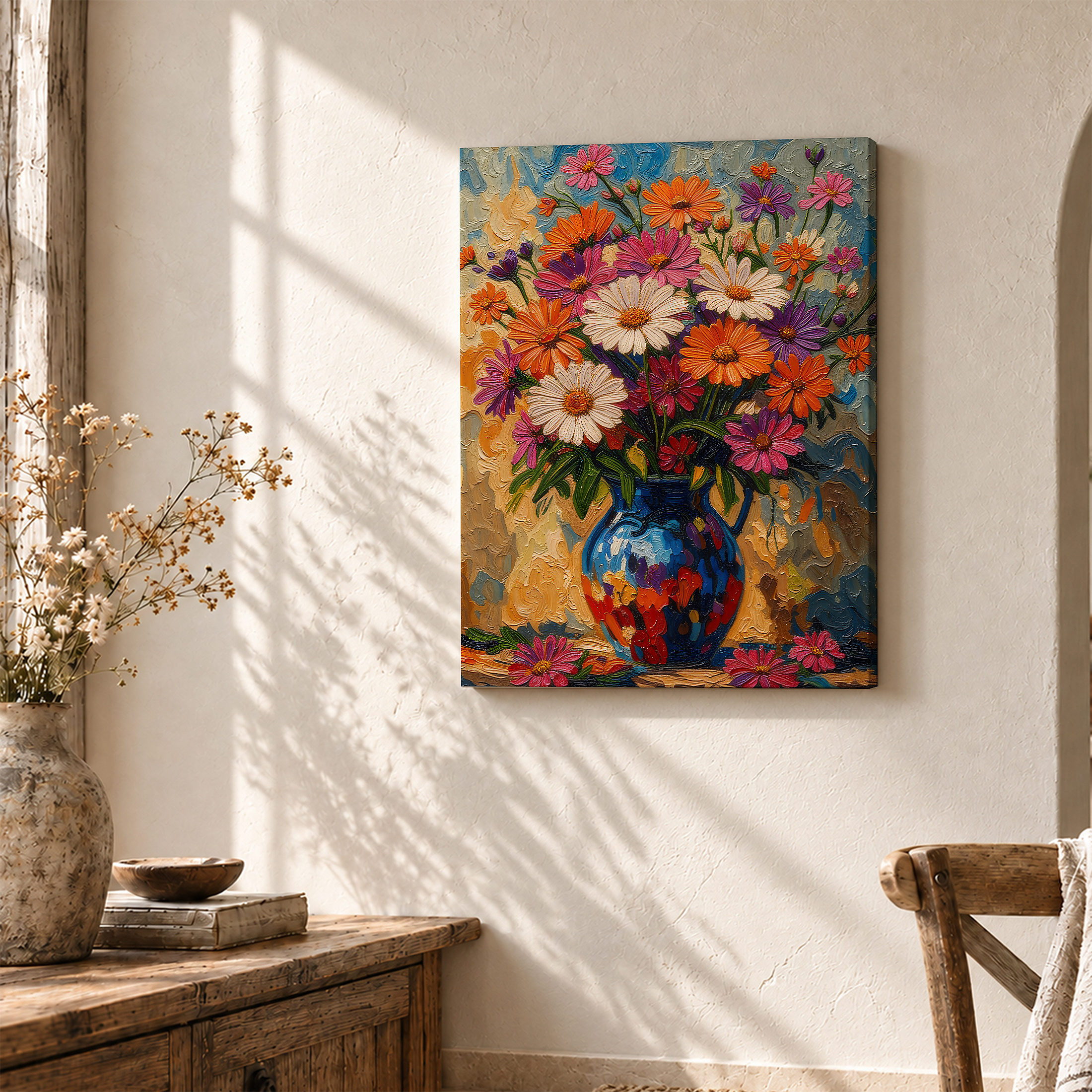 Vibrant Floral Bouquet Framed Canvas Wall Art - Ready to Hang - Image 3