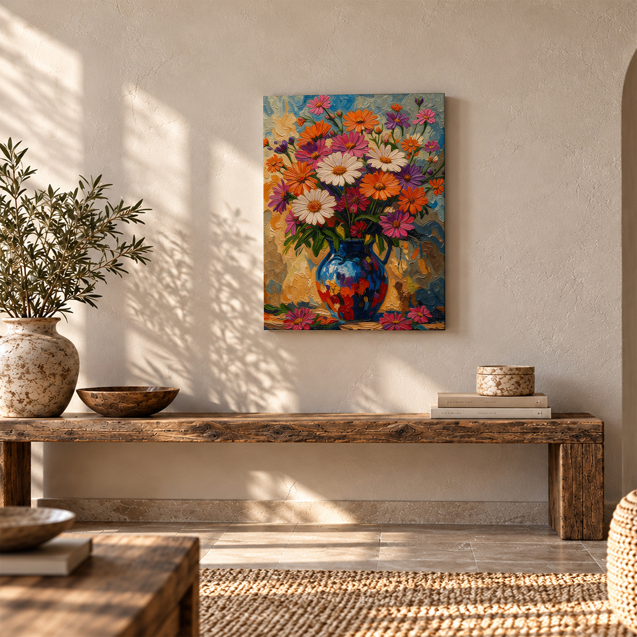 Vibrant Floral Bouquet Framed Canvas Wall Art - Ready to Hang - Image 5