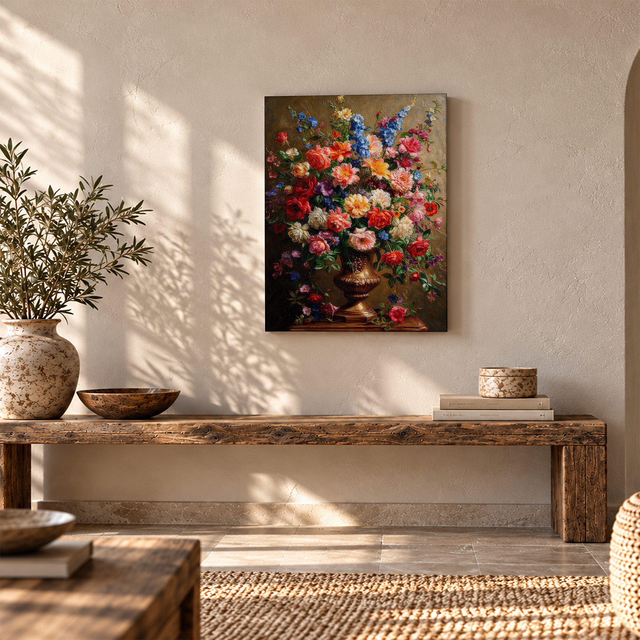 Vibrant Floral Still Life Framed Canvas Wall Art - Ready to Hang - Image 5