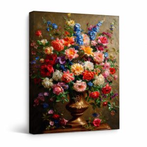 Vibrant Floral Still Life Framed Canvas Wall Art - Ready to Hang