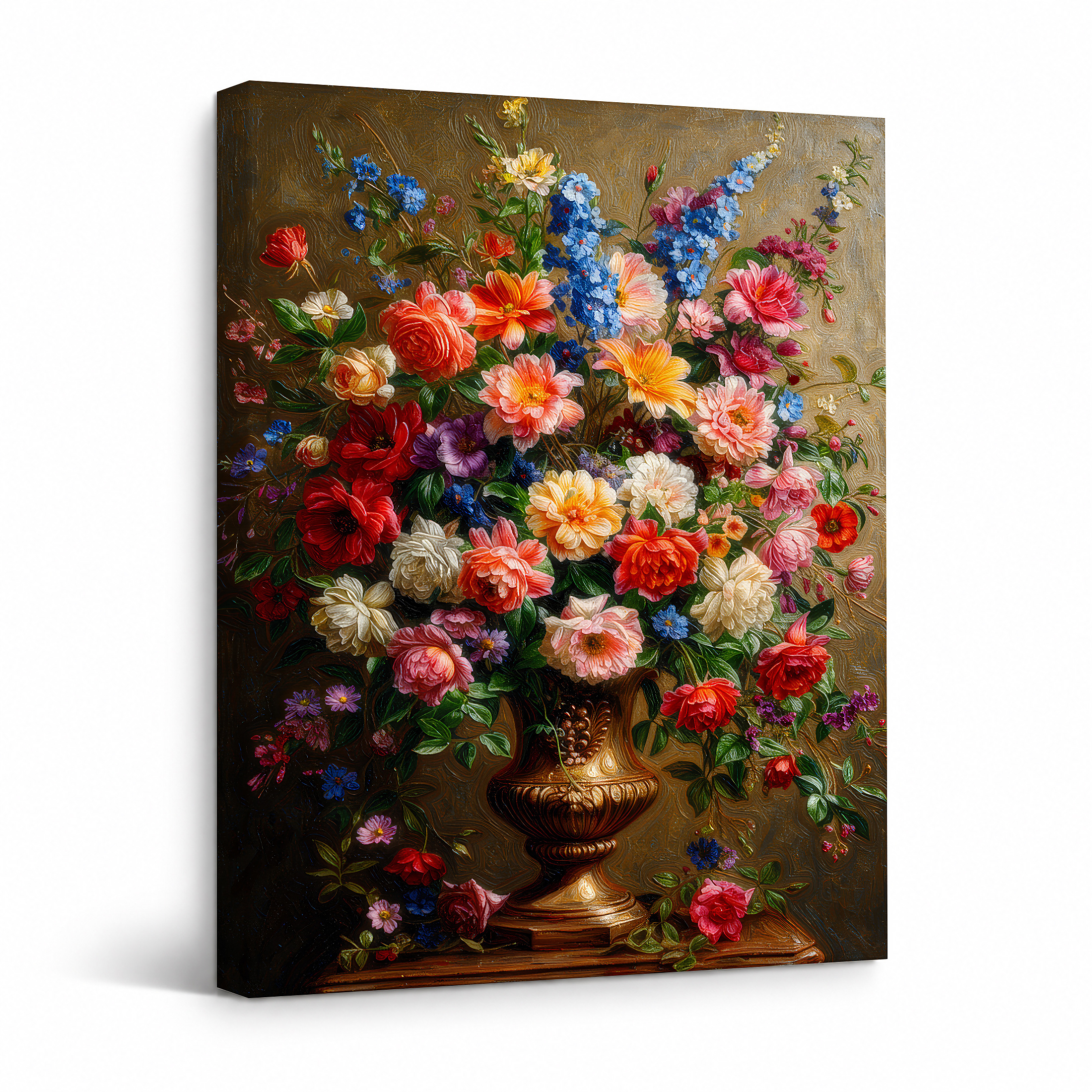 Vibrant Floral Still Life Framed Canvas Wall Art - Ready to Hang