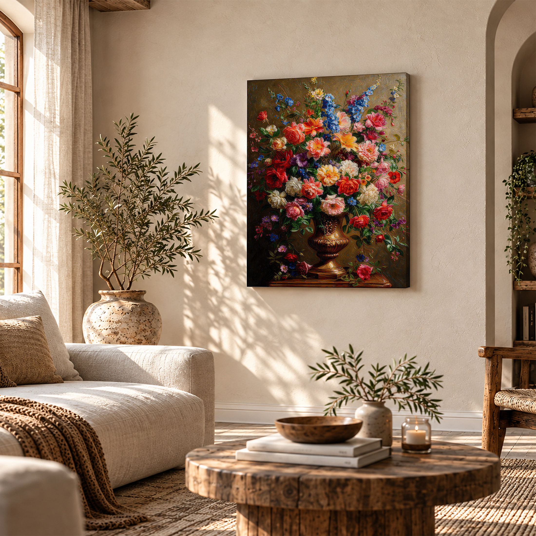 Vibrant Floral Still Life Framed Canvas Wall Art - Ready to Hang - Image 4