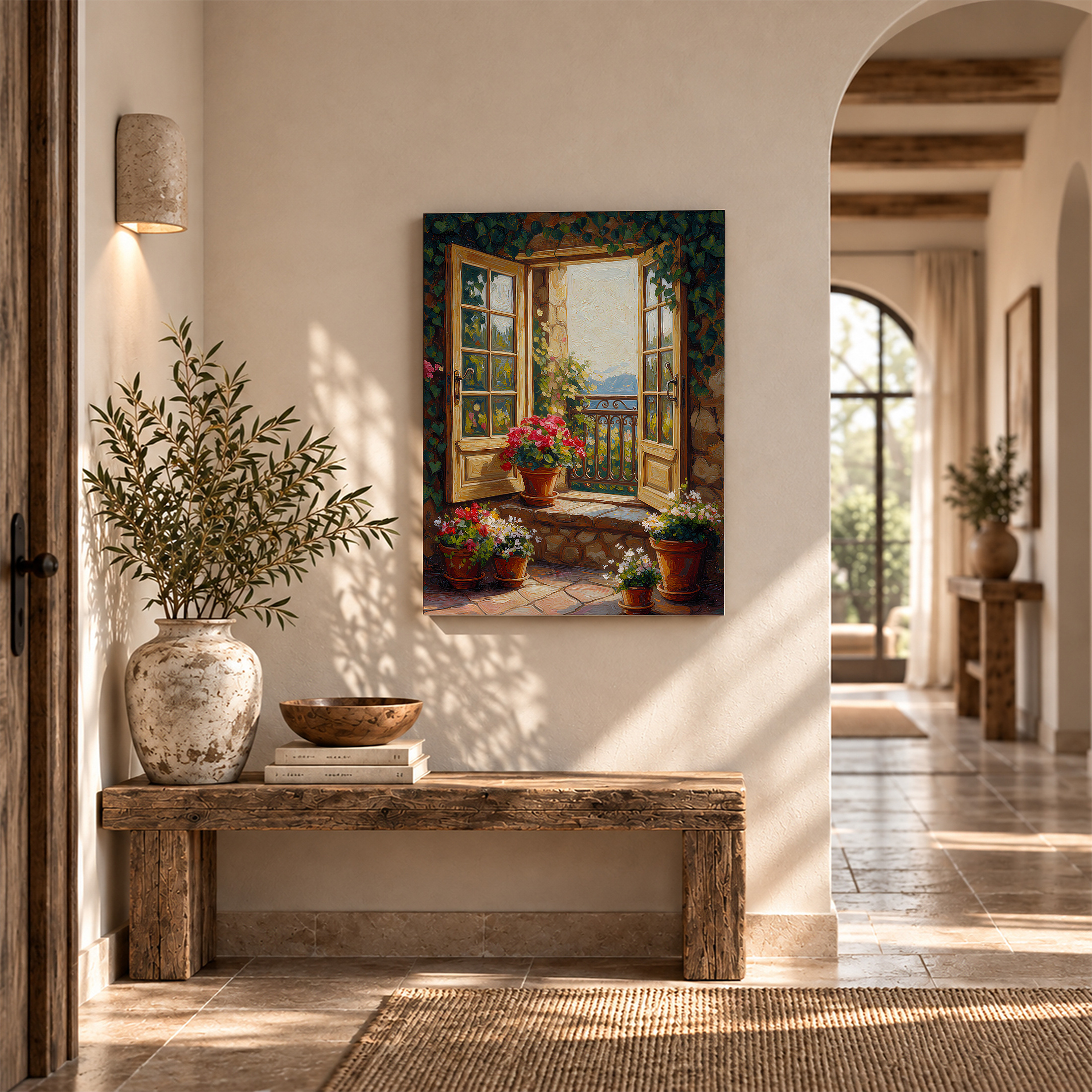 Sunlit Window Garden Framed Canvas Wall Art - Ready to Hang - Image 6