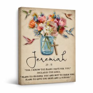 Jeremiah Bible Verse Floral Hummingbird Framed Canvas Wall Art