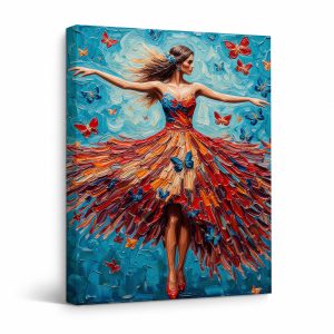 Butterfly Dancer Framed Canvas Wall Art - Vibrant Modern Art