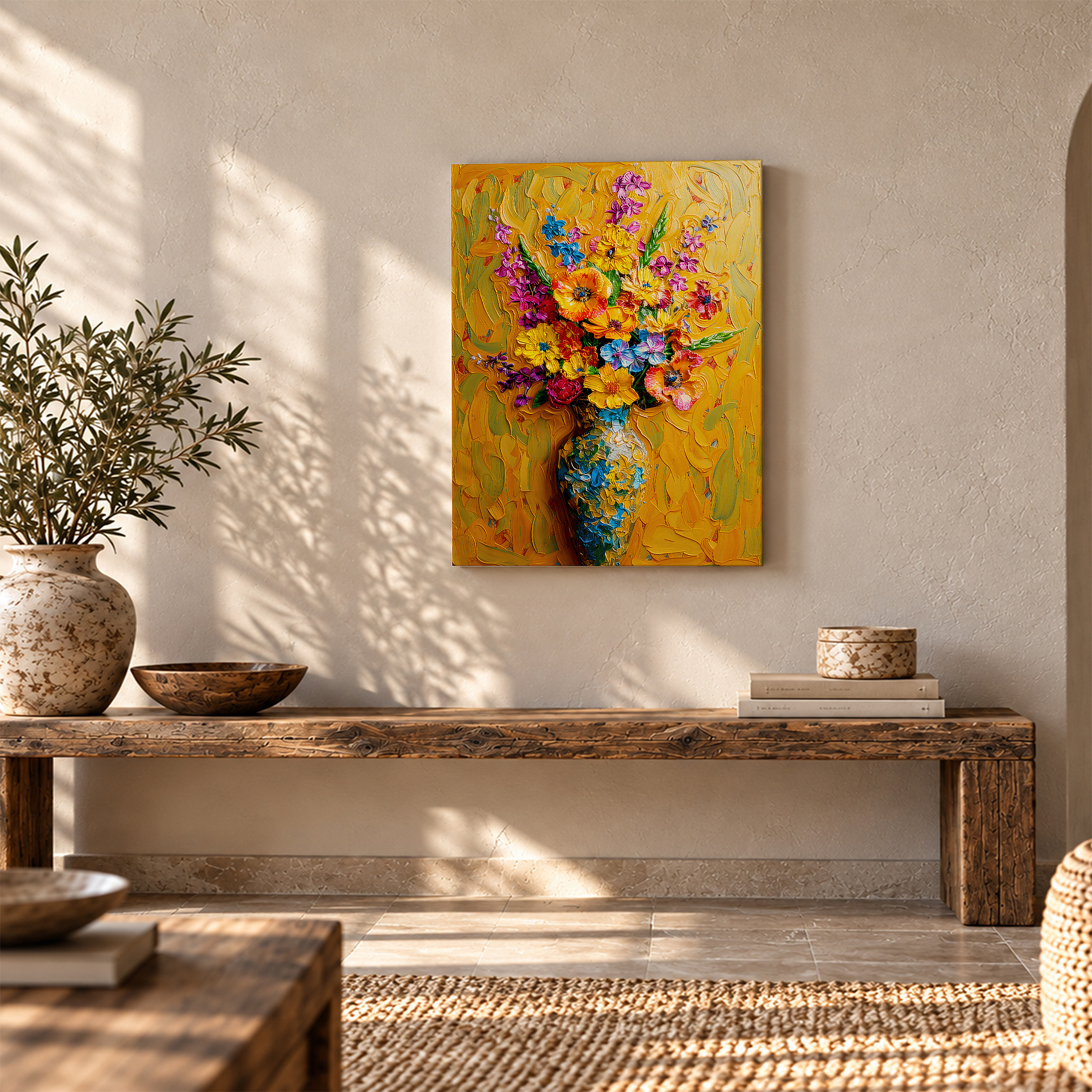 Vibrant Floral Bouquet Framed Canvas Wall Art Ready to Hang - Image 5