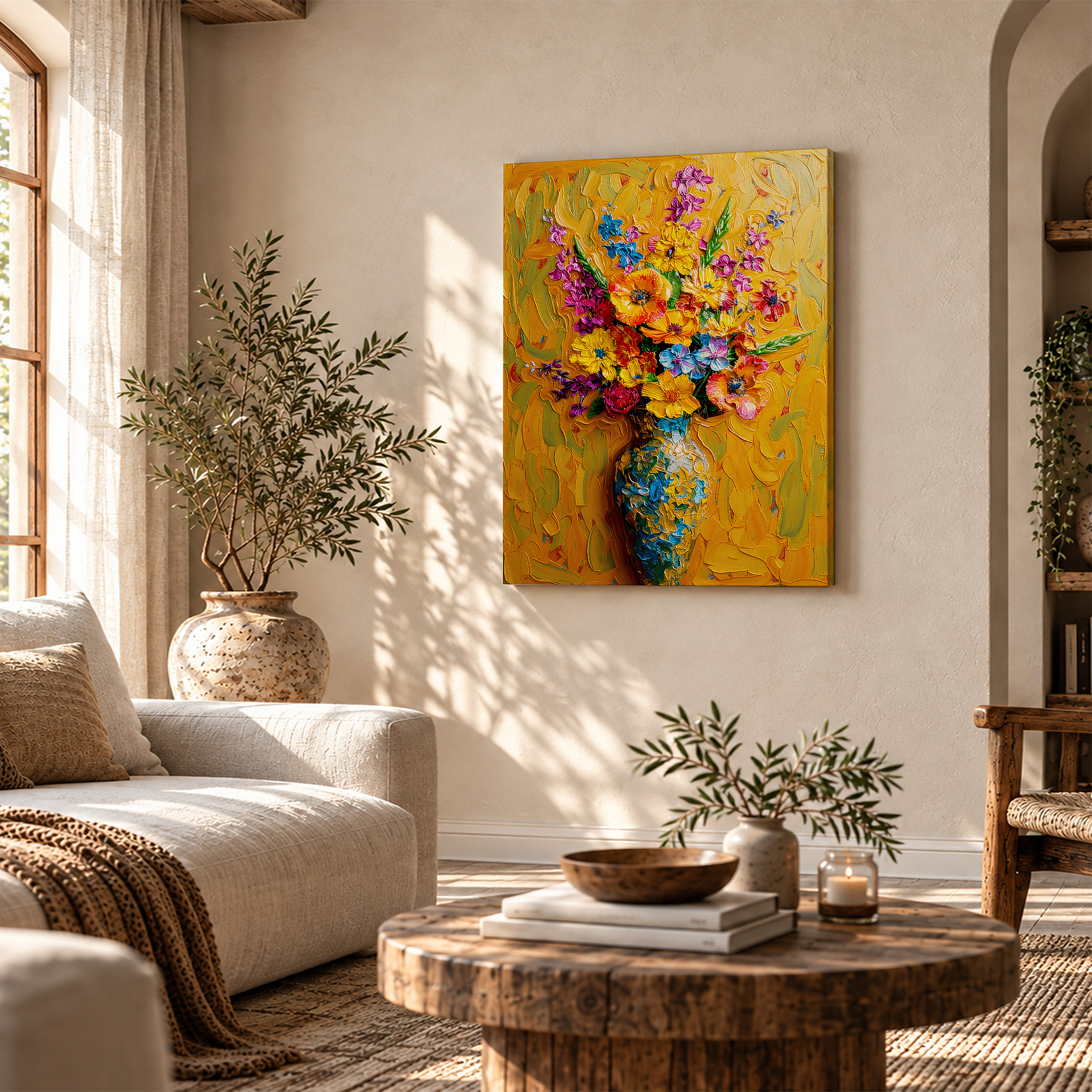 Vibrant Floral Bouquet Framed Canvas Wall Art Ready to Hang - Image 4