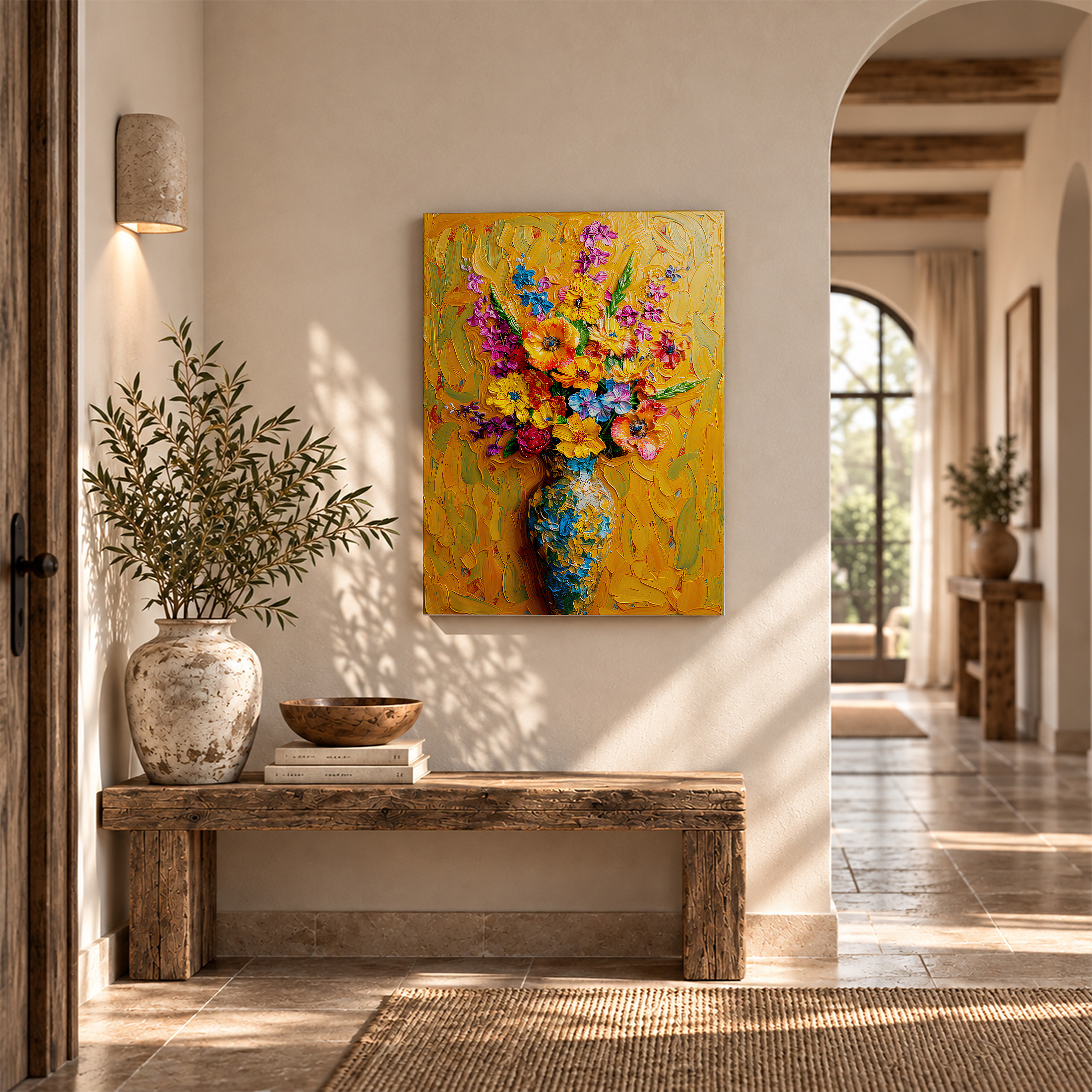 Vibrant Floral Bouquet Framed Canvas Wall Art Ready to Hang - Image 6