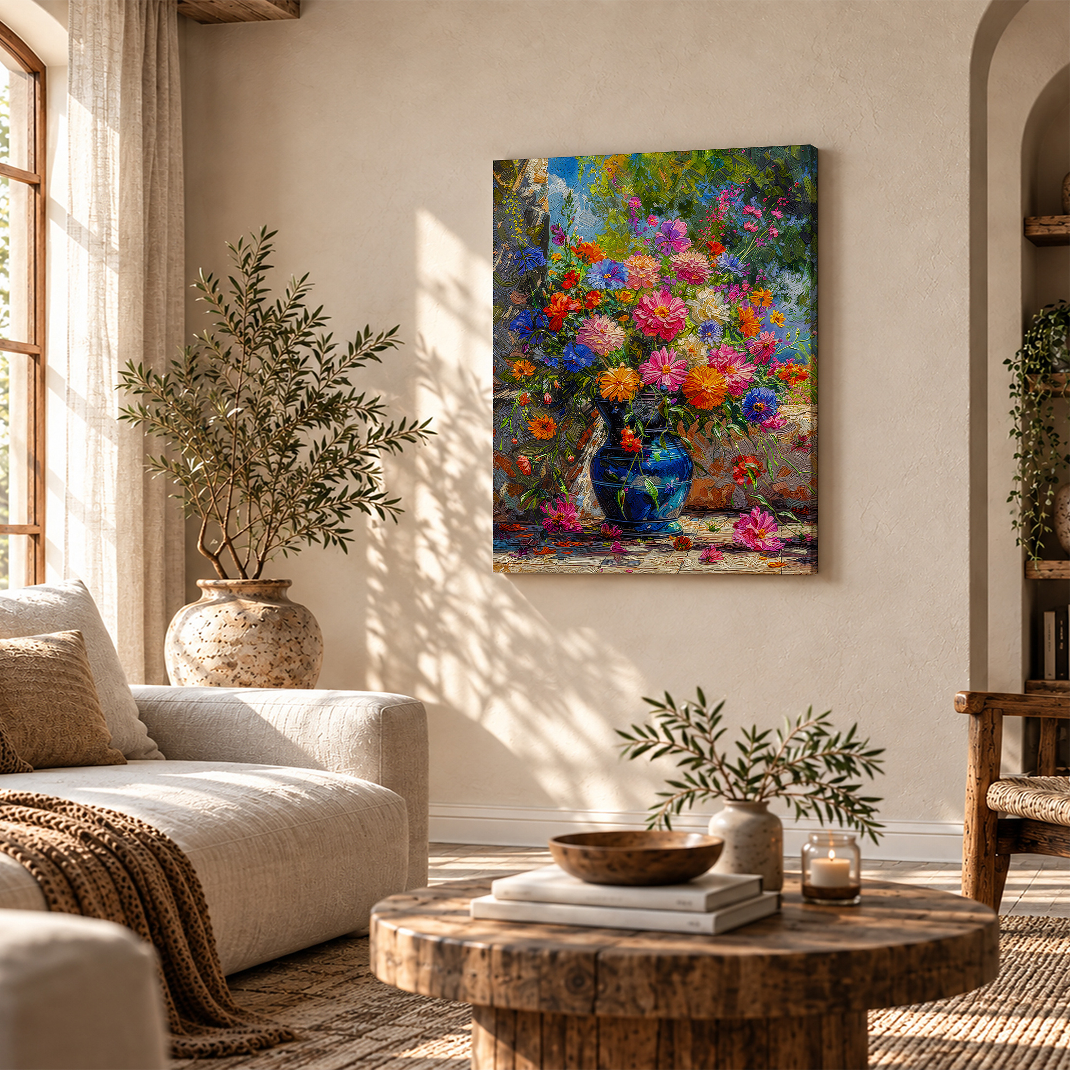 Vibrant Floral Still Life Framed Canvas Wall Art Ready to Hang - Image 4