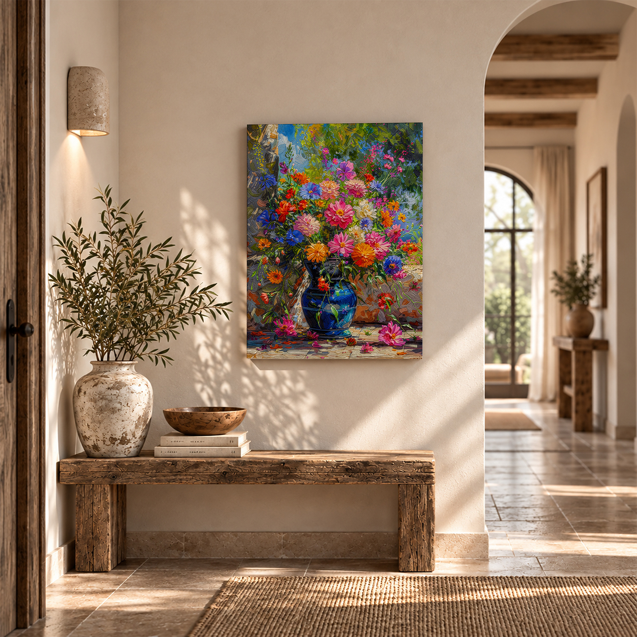 Vibrant Floral Still Life Framed Canvas Wall Art Ready to Hang - Image 6