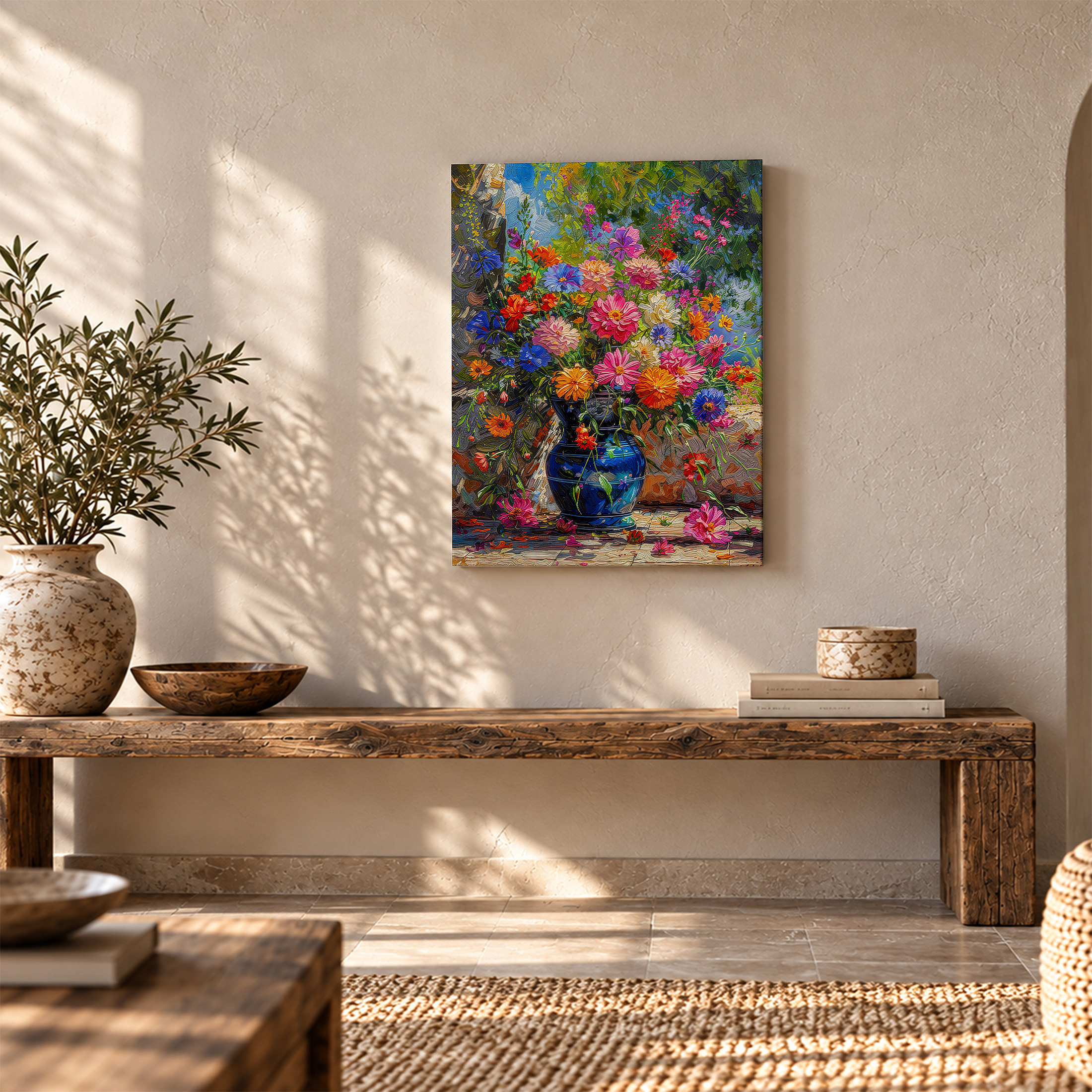 Vibrant Floral Still Life Framed Canvas Wall Art Ready to Hang - Image 5