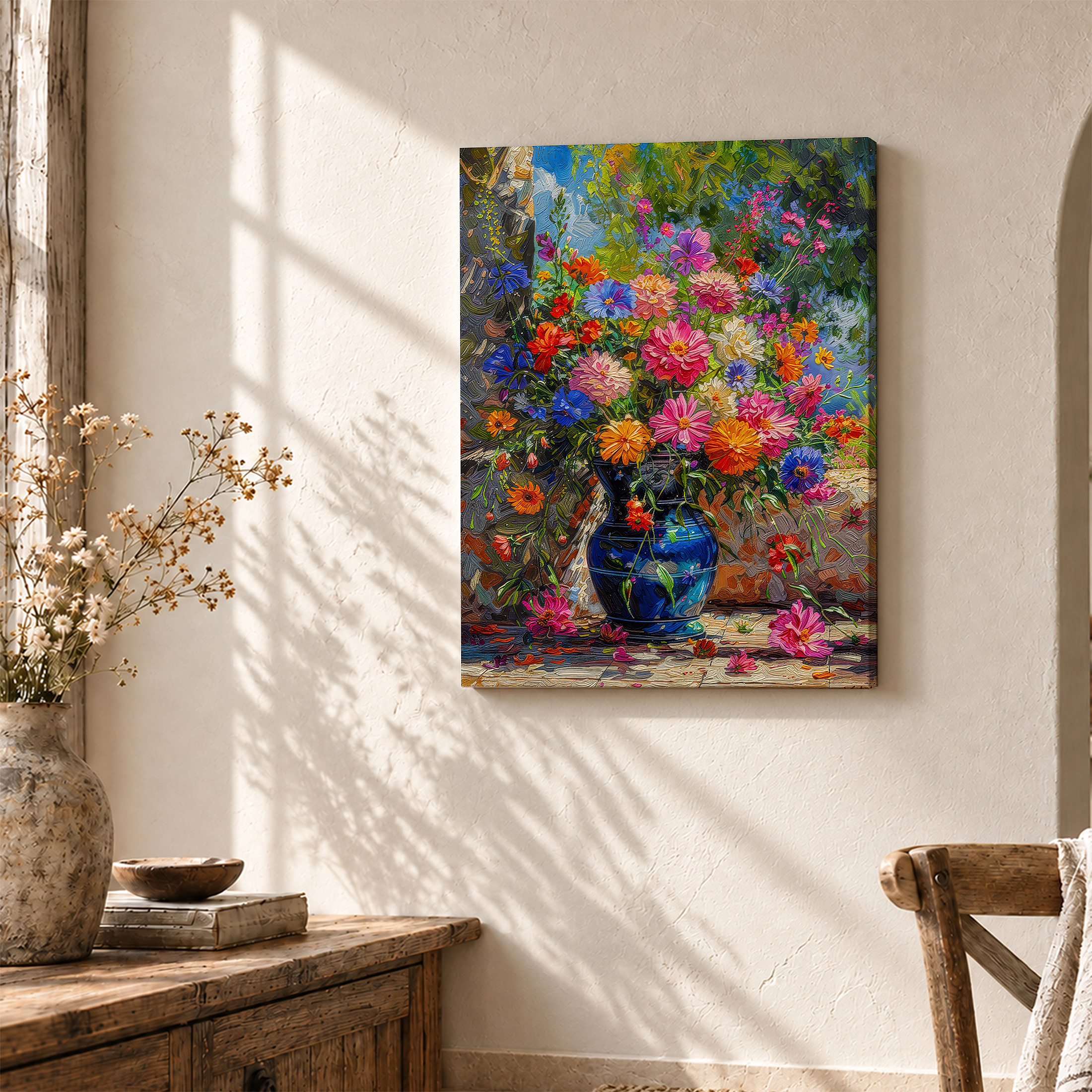 Vibrant Floral Still Life Framed Canvas Wall Art Ready to Hang - Image 3