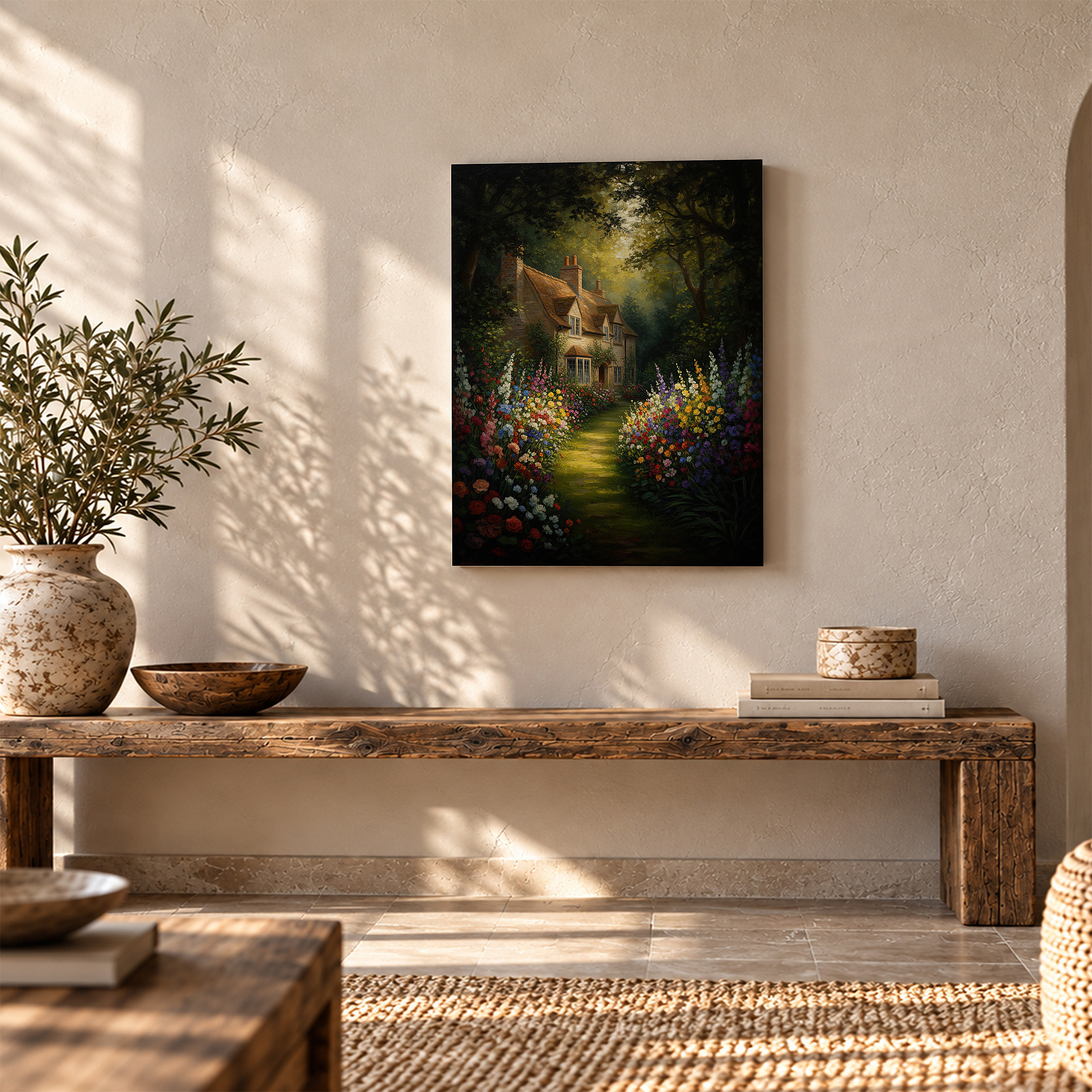 Enchanted Cottage Garden Framed Canvas Wall Art - Ready to Hang - Image 5
