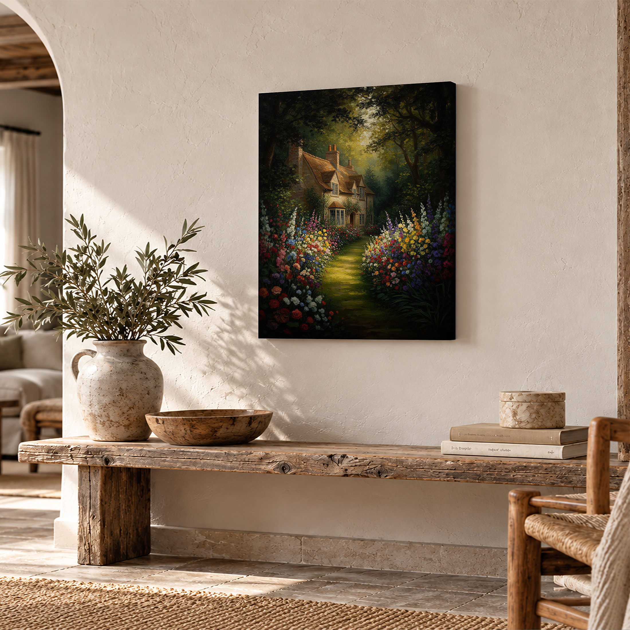 Enchanted Cottage Garden Framed Canvas Wall Art - Ready to Hang - Image 2