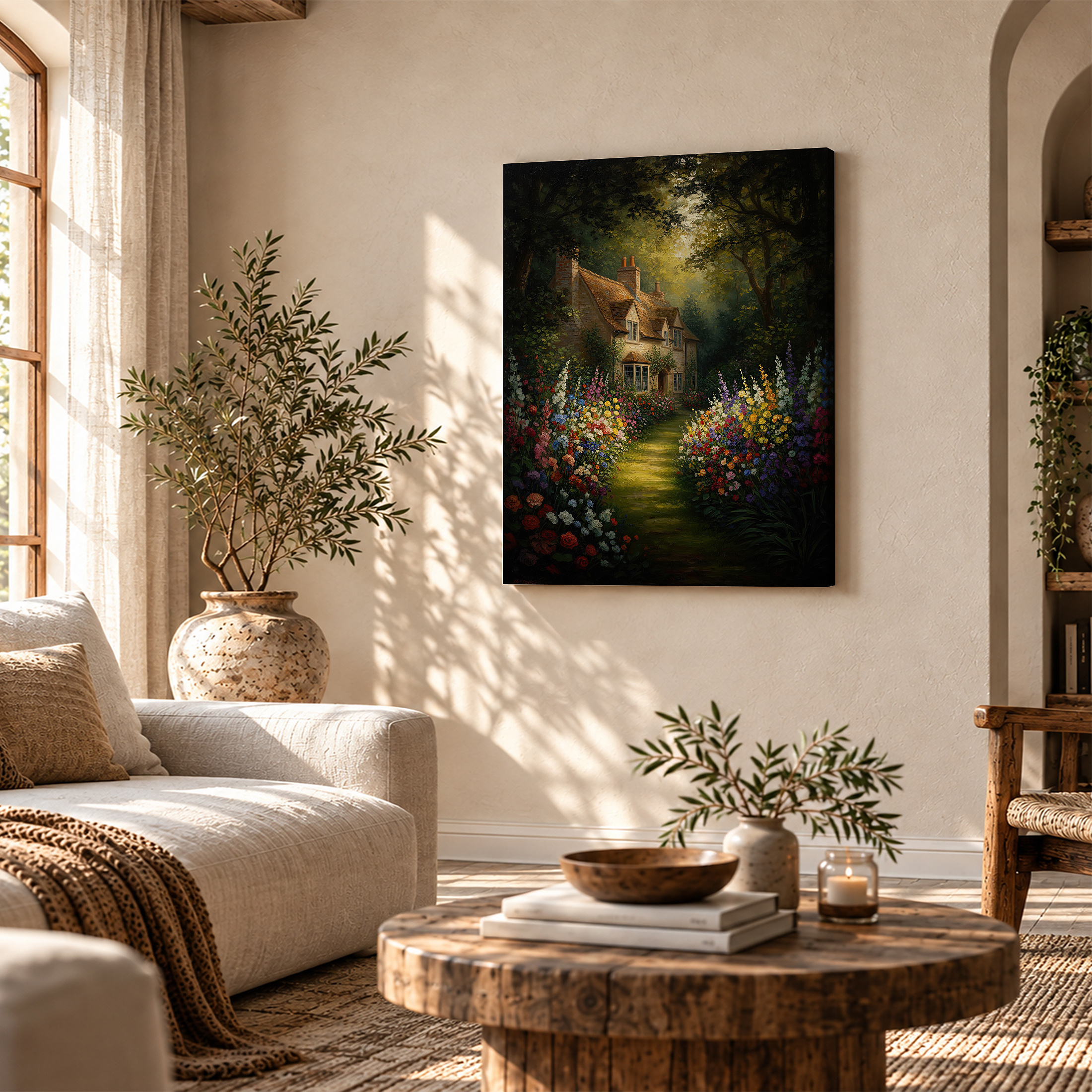Enchanted Cottage Garden Framed Canvas Wall Art - Ready to Hang - Image 4