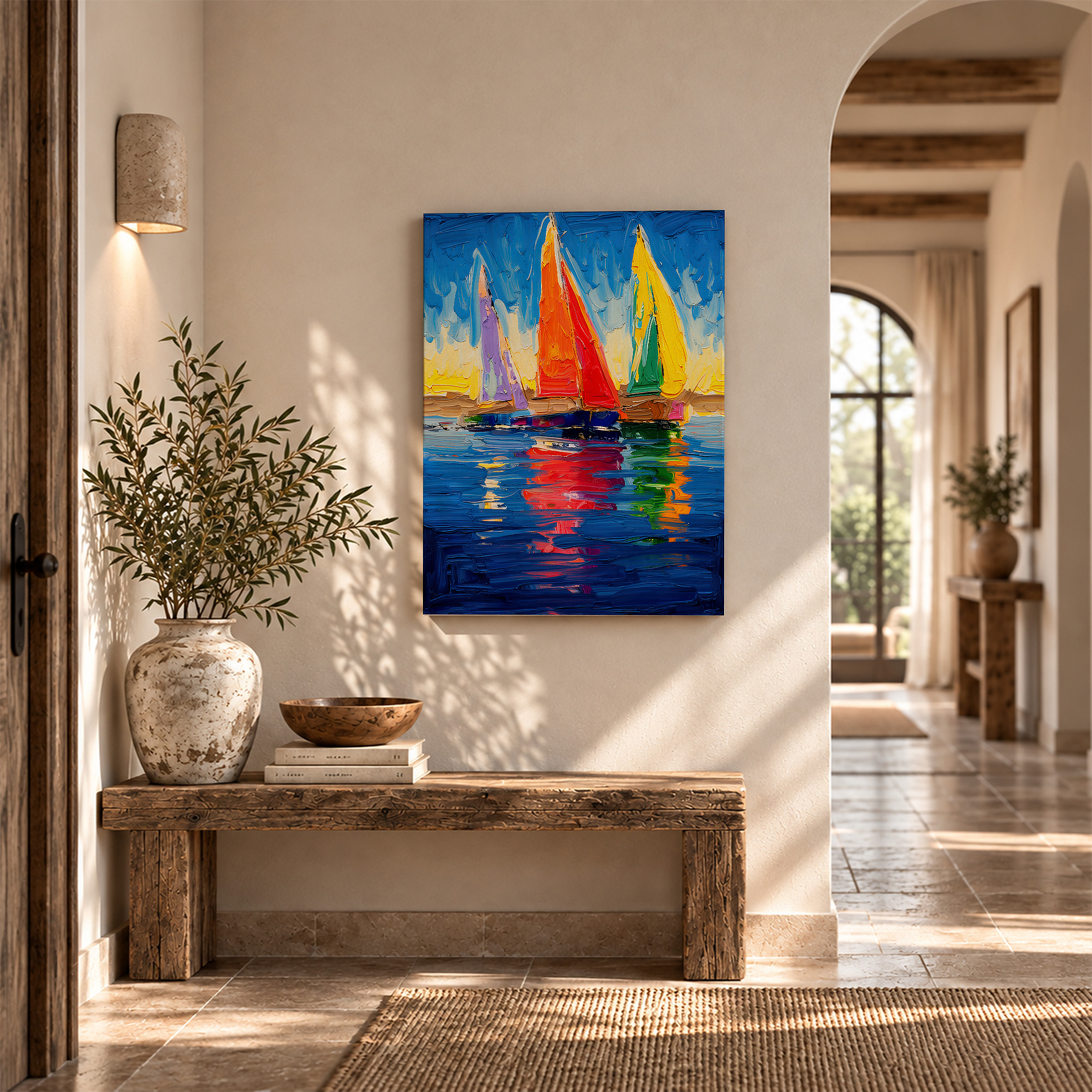 Vibrant Sailboats Framed Canvas Wall Art - Ready to Hang Decor - Image 6