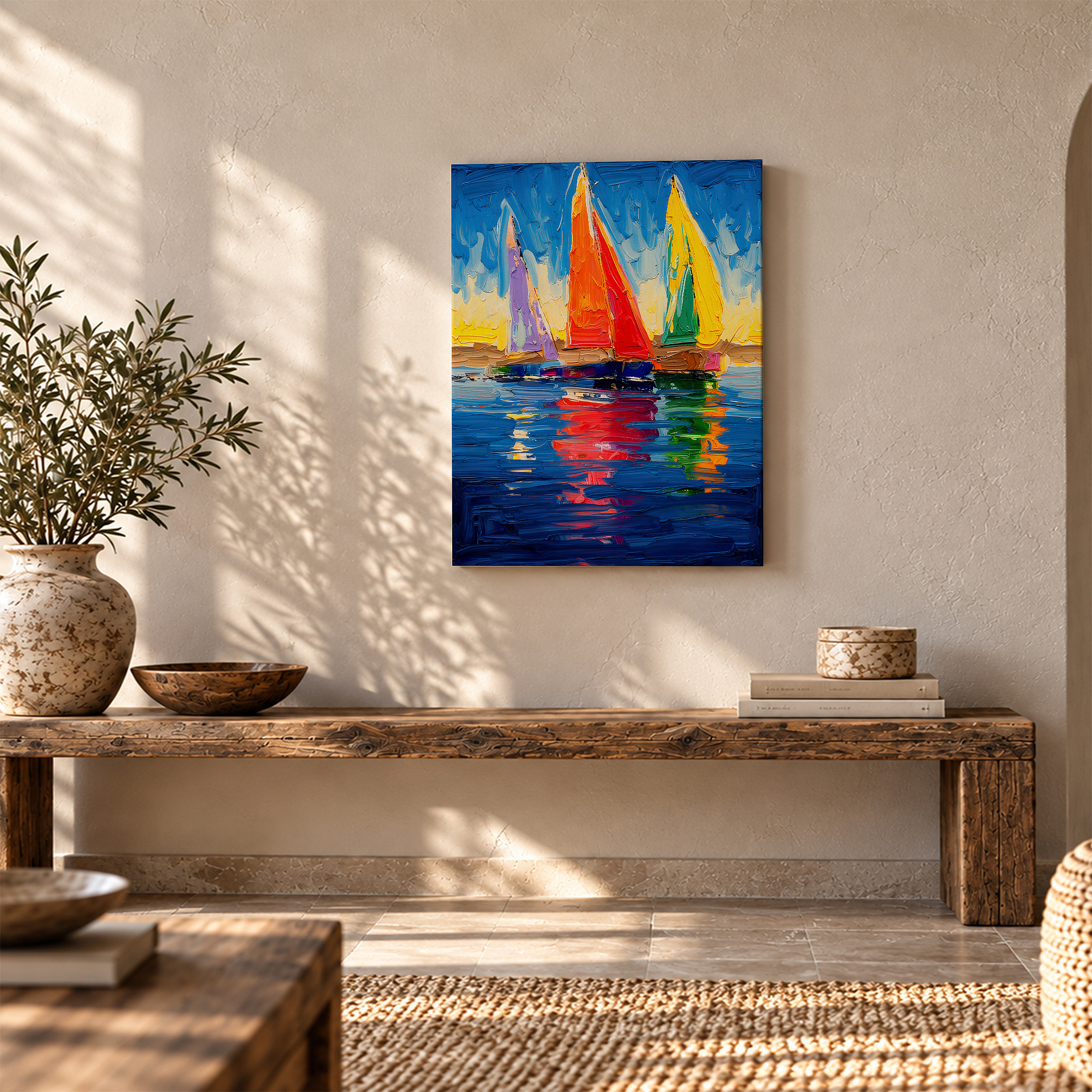 Vibrant Sailboats Framed Canvas Wall Art - Ready to Hang Decor - Image 5