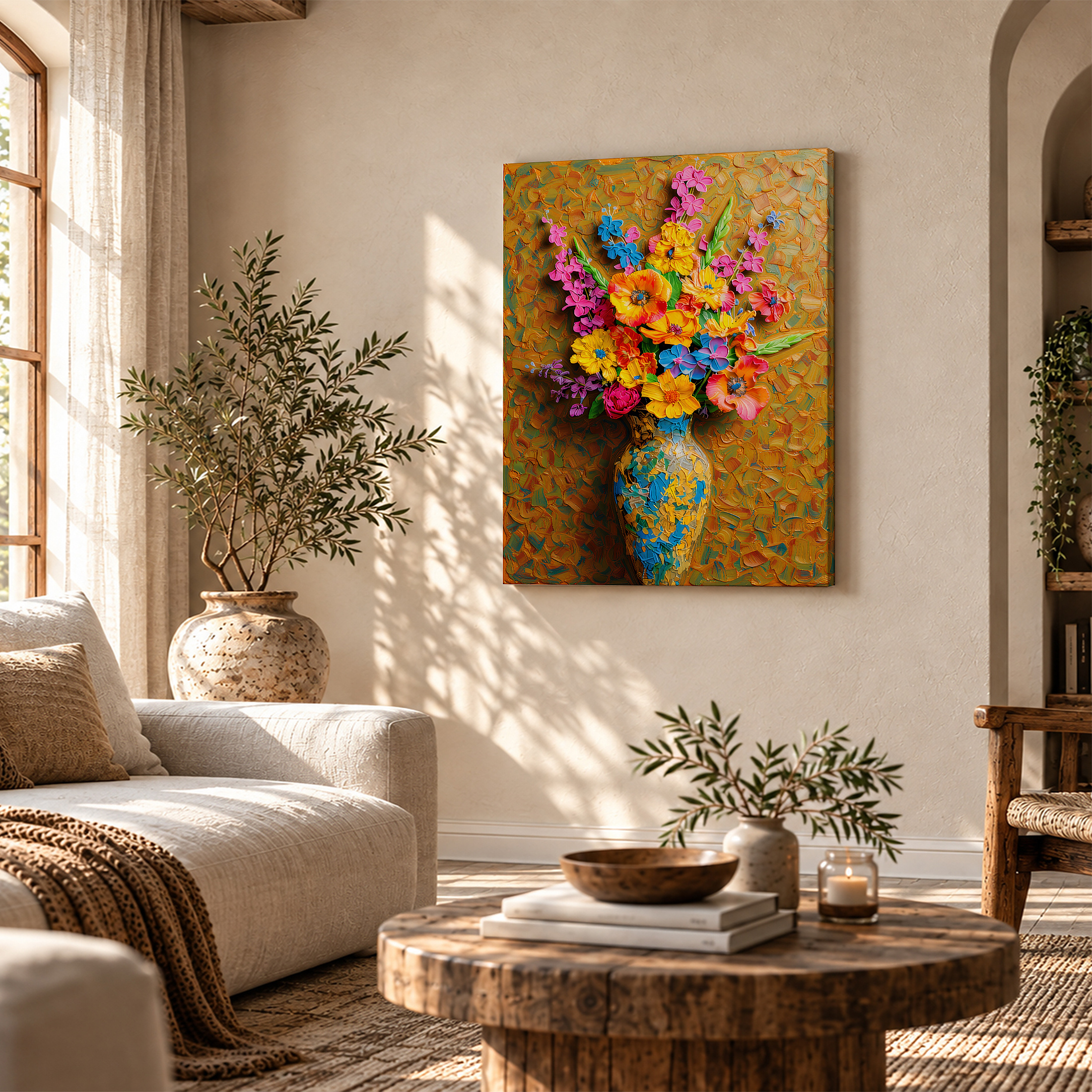 Vibrant Floral Bouquet Framed Canvas Wall Art - Ready to Hang - Image 4