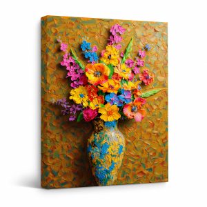 Vibrant Floral Bouquet Framed Canvas Wall Art - Ready to Hang