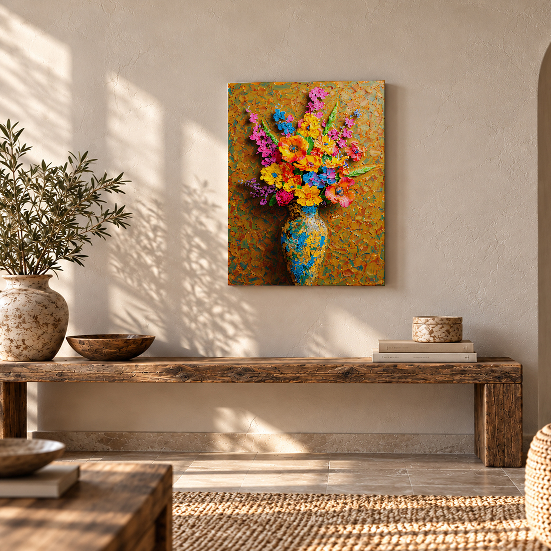 Vibrant Floral Bouquet Framed Canvas Wall Art - Ready to Hang - Image 5