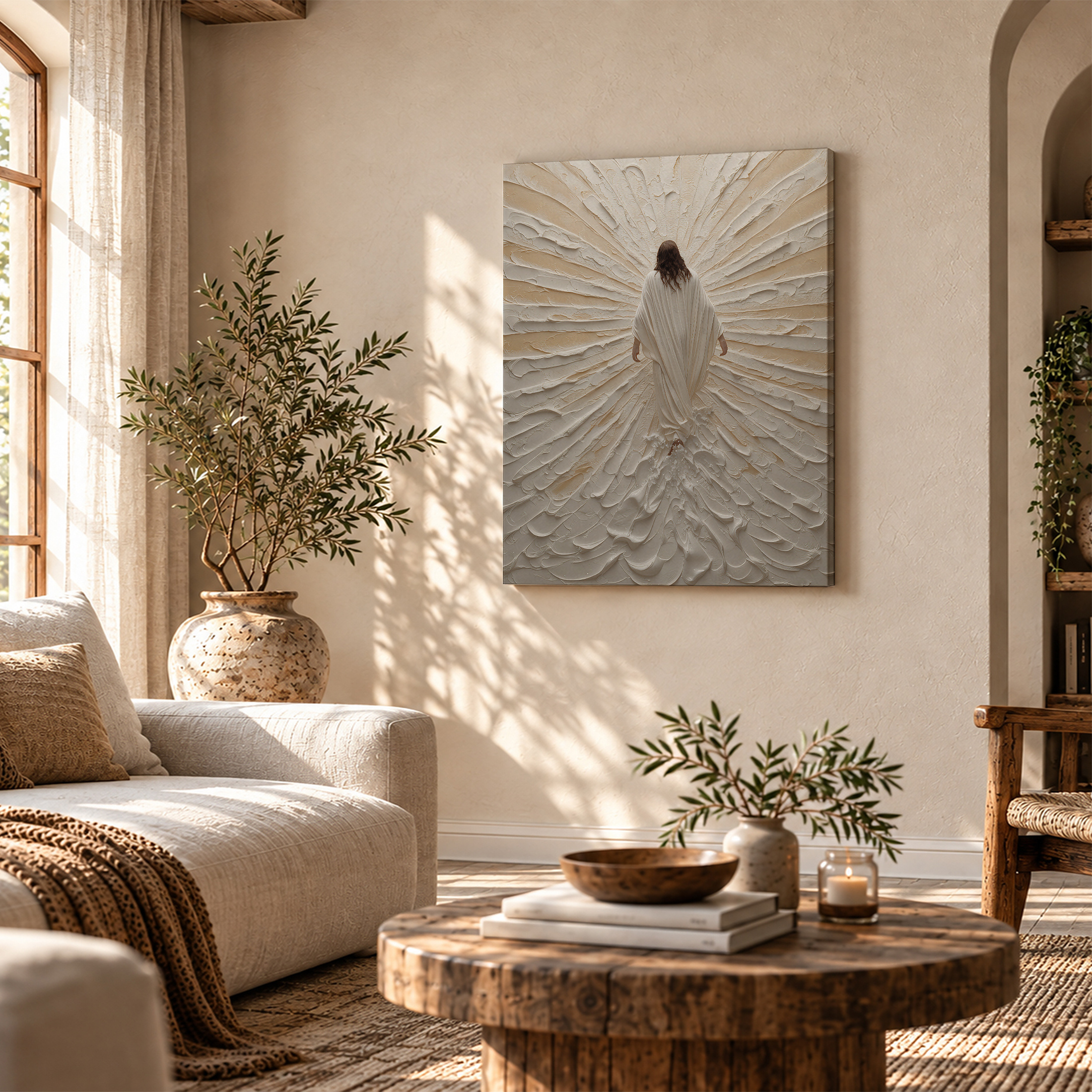 Radiant Divine Figure Framed Canvas Wall Art - Ready to Hang - Image 4