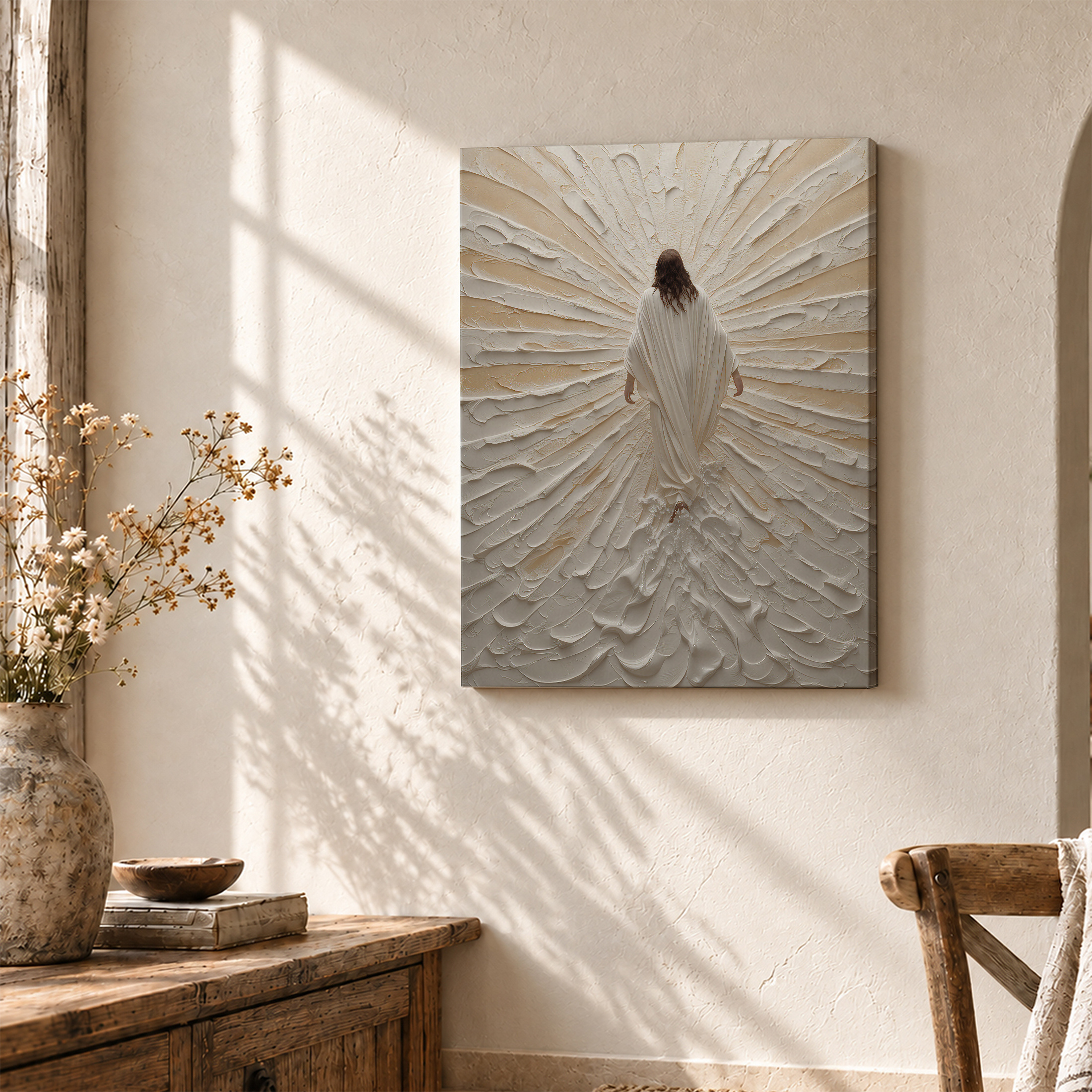 Radiant Divine Figure Framed Canvas Wall Art - Ready to Hang - Image 3