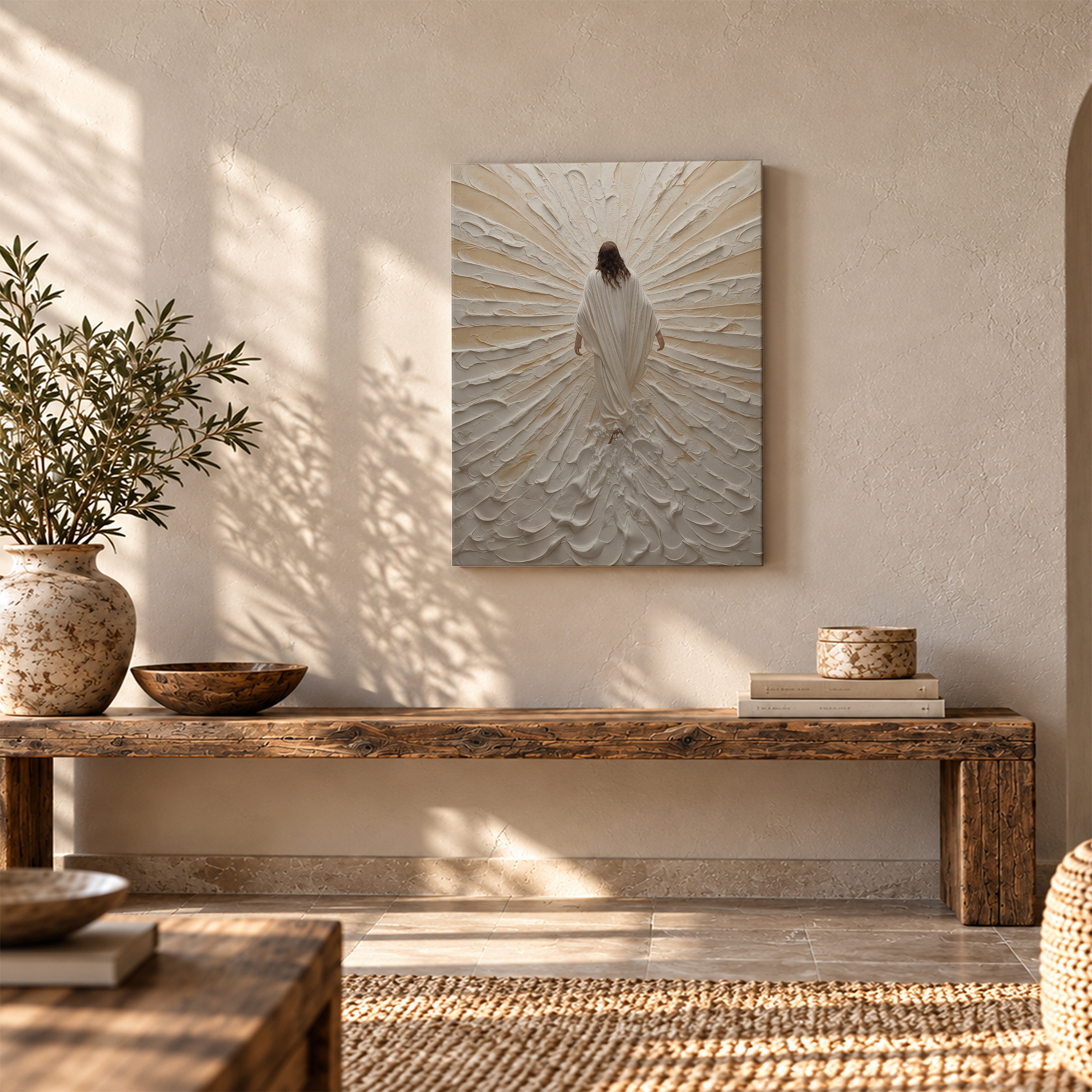 Radiant Divine Figure Framed Canvas Wall Art - Ready to Hang - Image 5