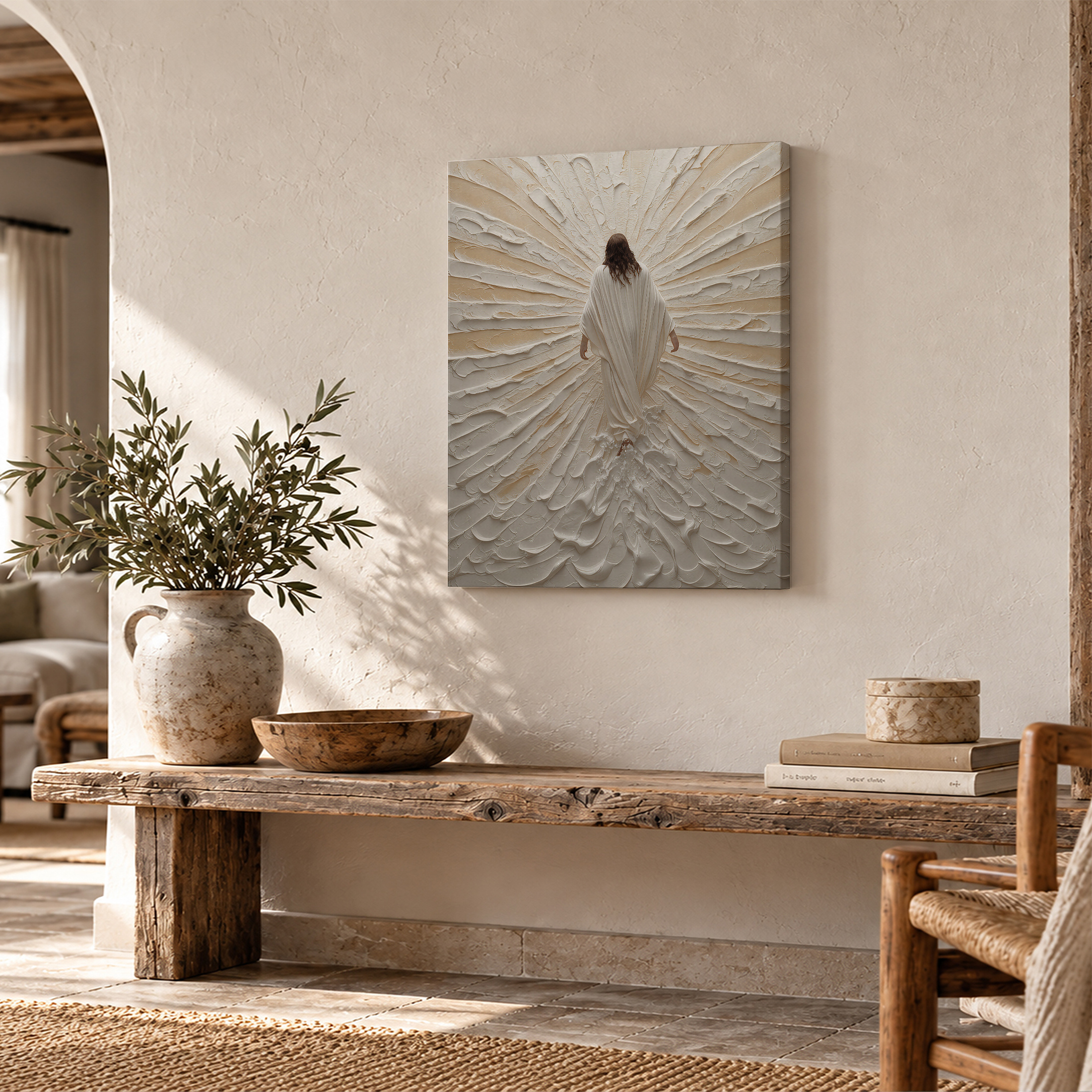 Radiant Divine Figure Framed Canvas Wall Art - Ready to Hang - Image 2